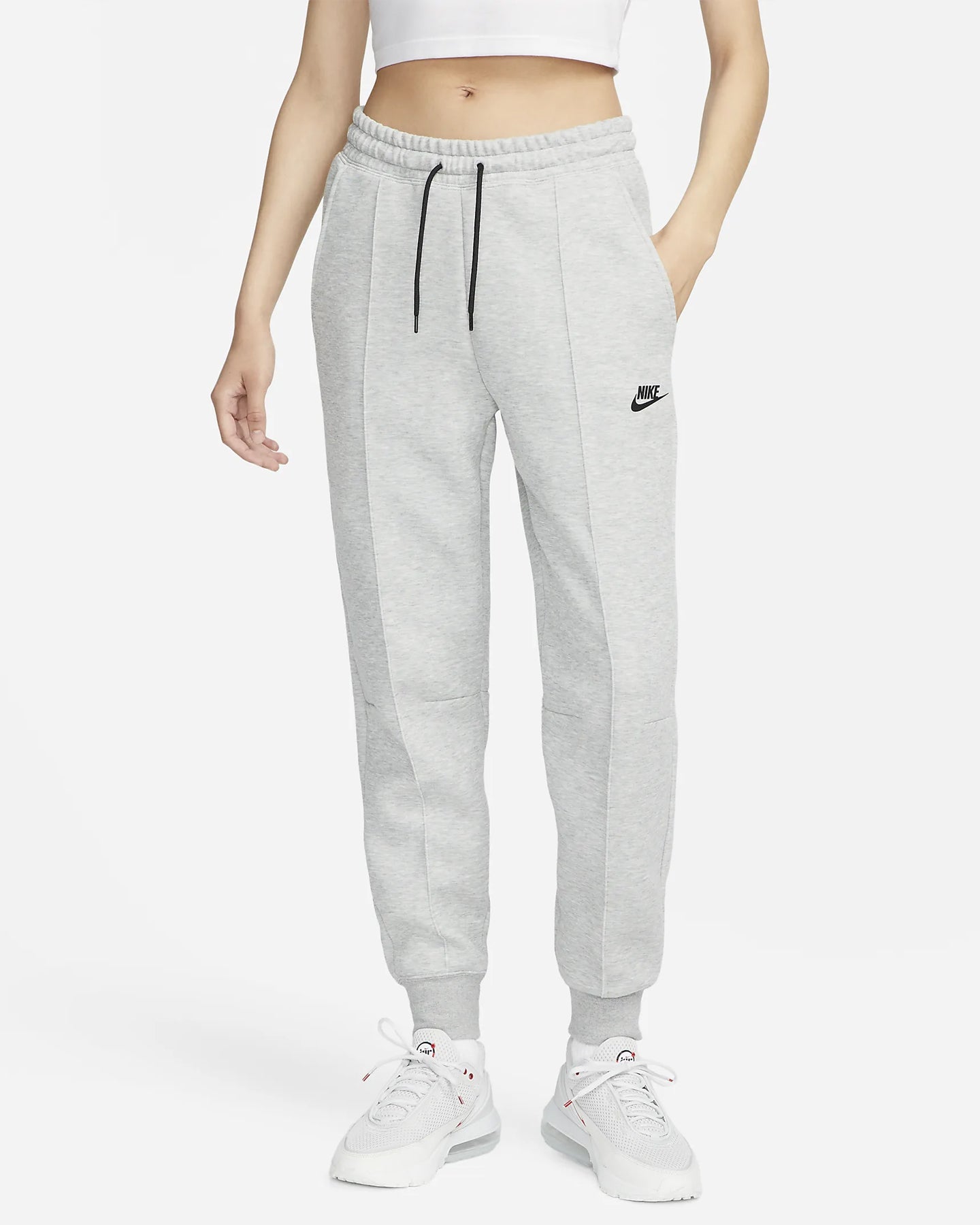 NIKE SPORTSWEAR PANTALONI JOGGER A VITA MEDIA GRIGIO