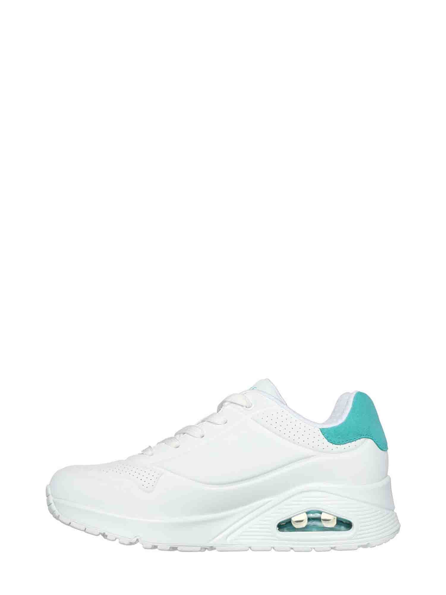 SKECHERS UNO POP BACK SNEAKERS BIANCO-MENTA