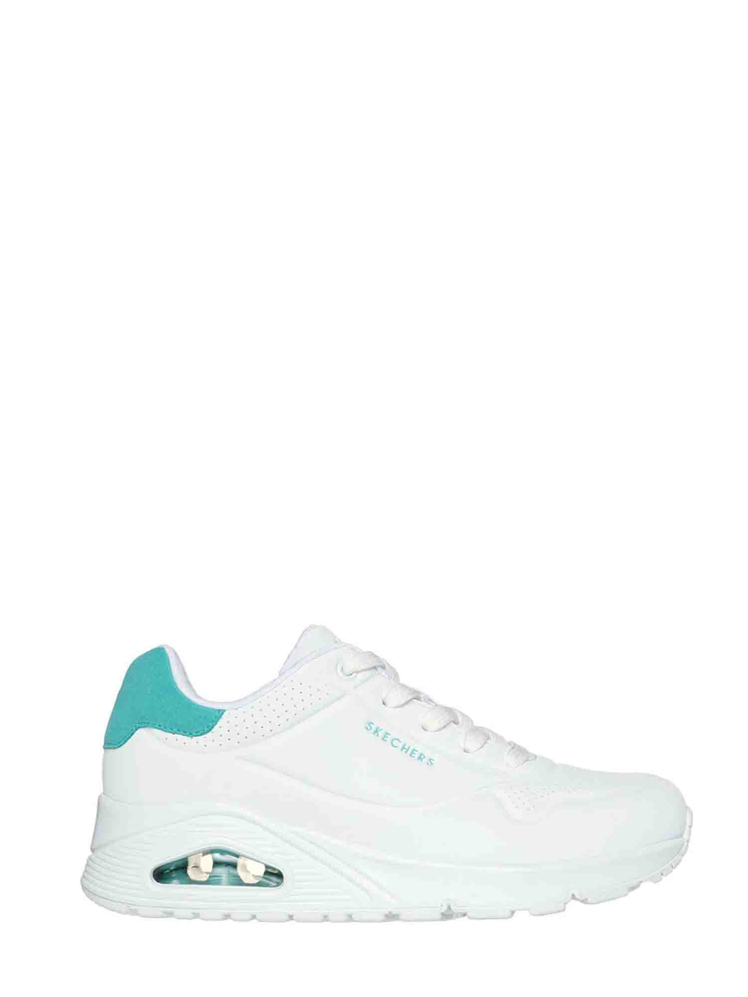 SKECHERS UNO POP BACK SNEAKERS BIANCO-MENTA