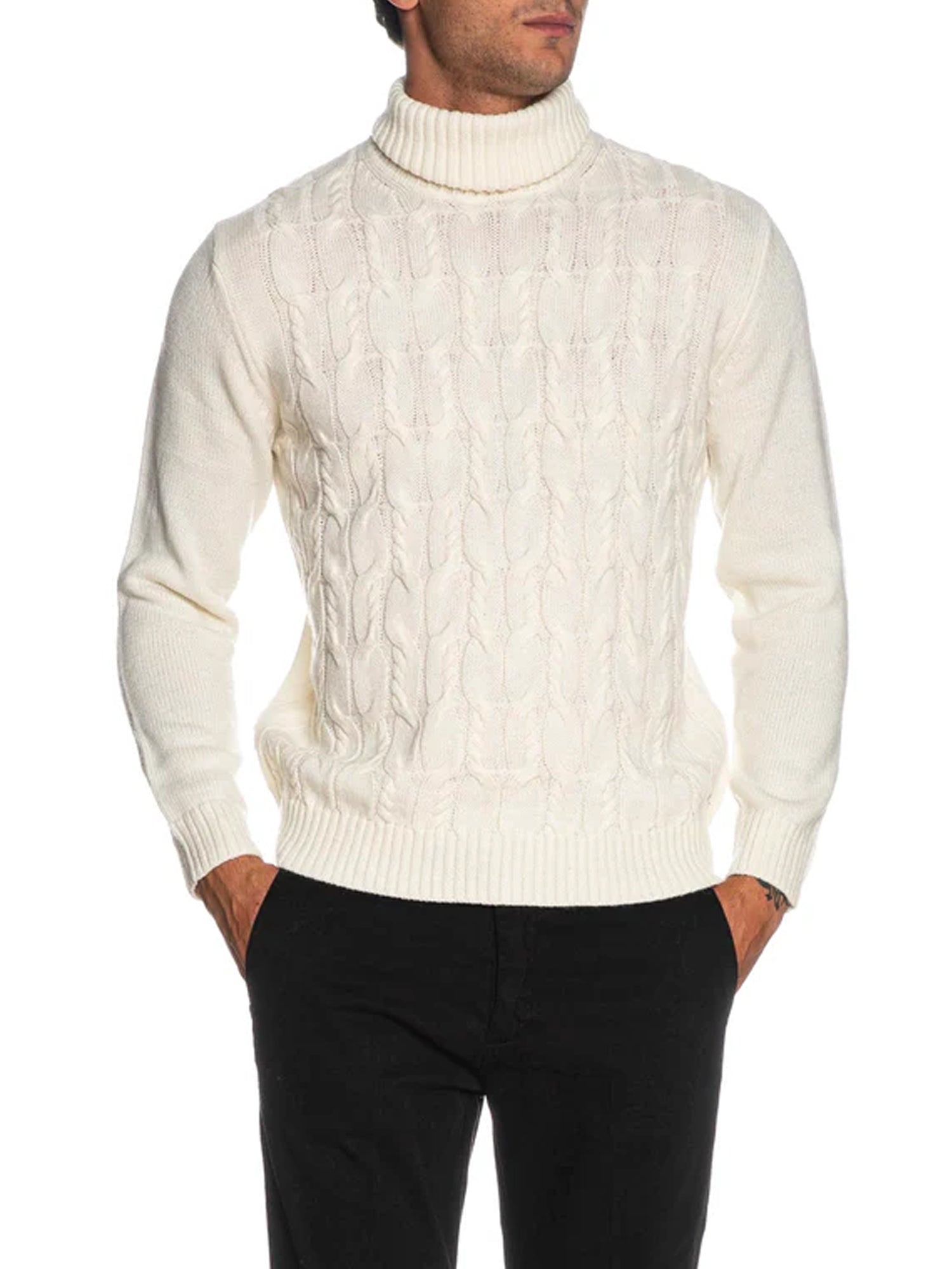 MARKUP PULLOVER COLLO ALTO BIANCO LATTE