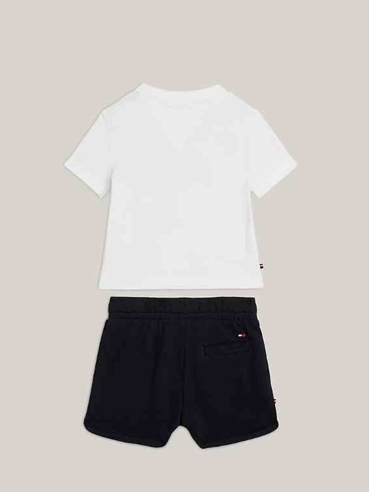 TPMMY HILFIGER COMPLETO T-SHIRT+SHORT DA NEONATO BIANCO