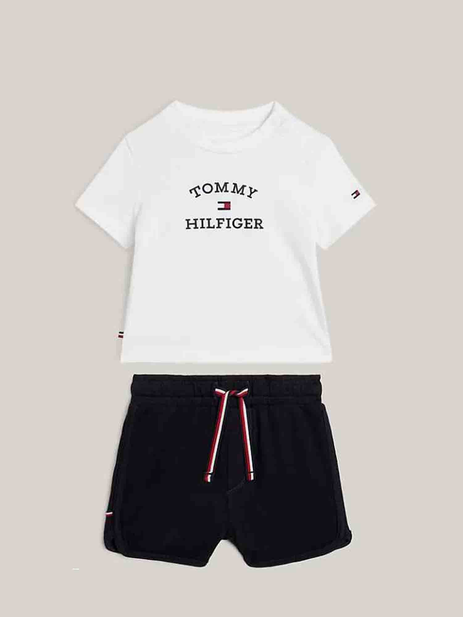 TPMMY HILFIGER COMPLETO T-SHIRT+SHORT DA NEONATO BIANCO