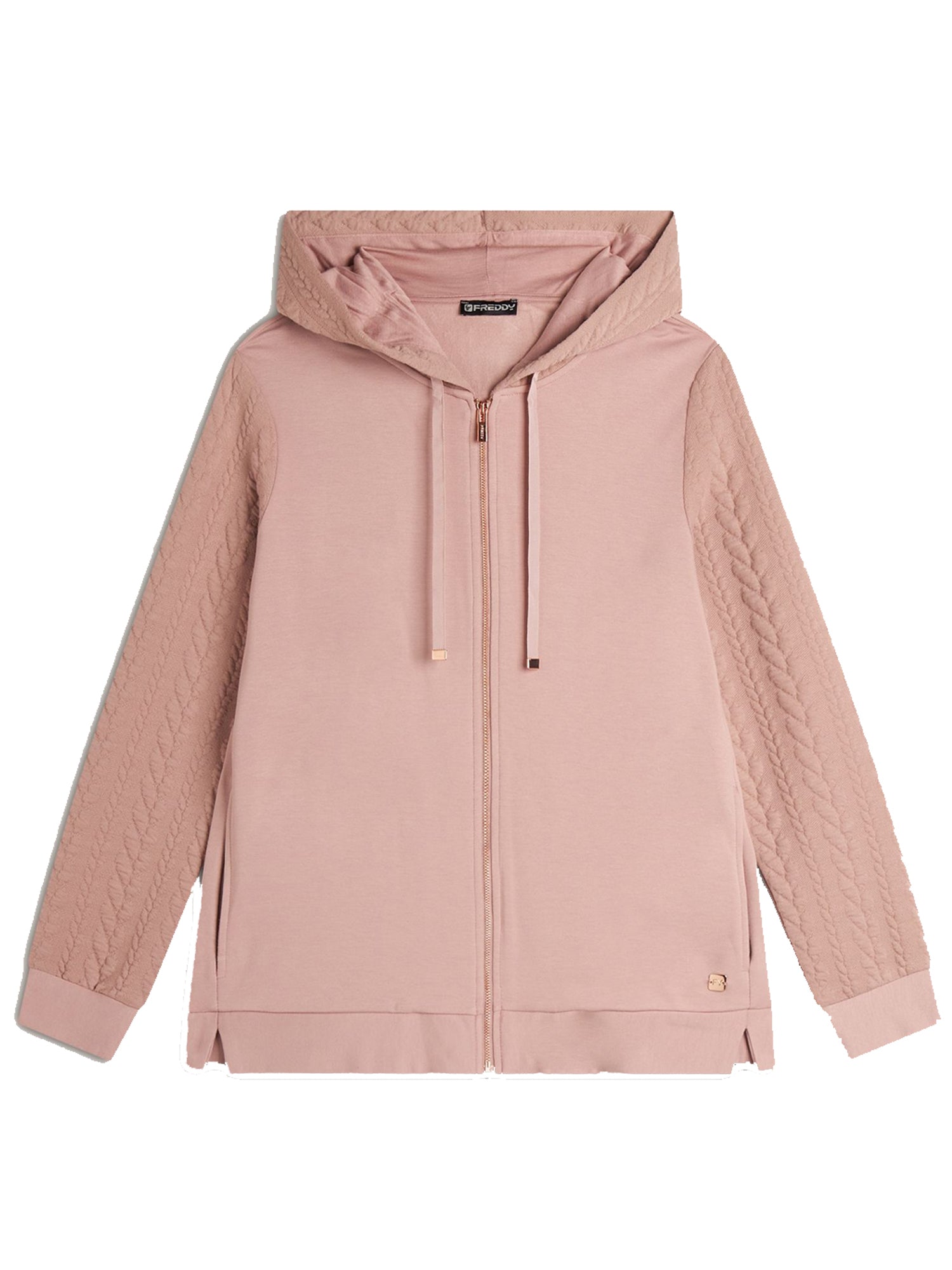 FREDDY FELPA FULL-ZIP CON CAPPUCCIO ROSA