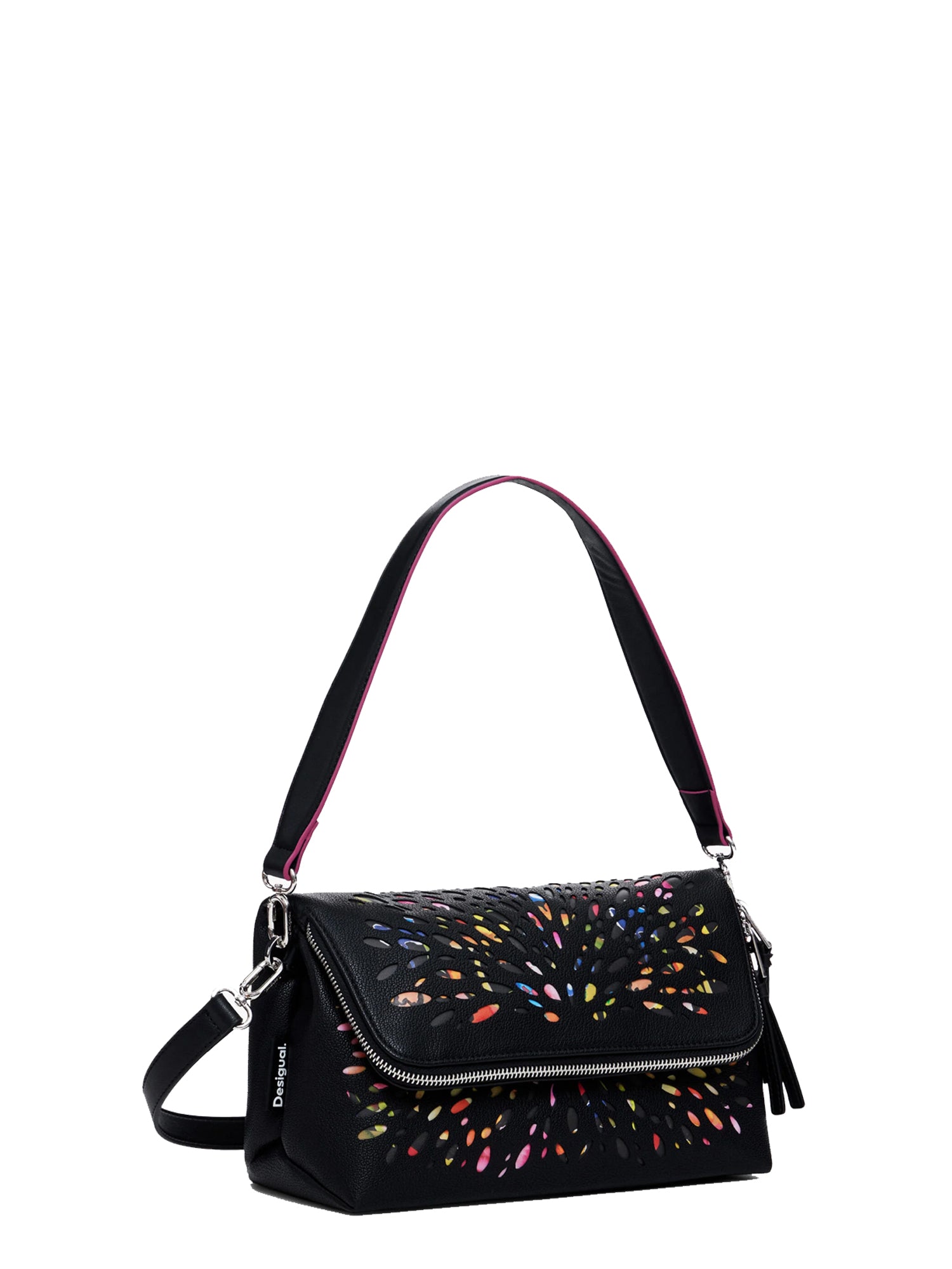 DESIGUAL BORSA A TRACOLLA VETRATA NERO