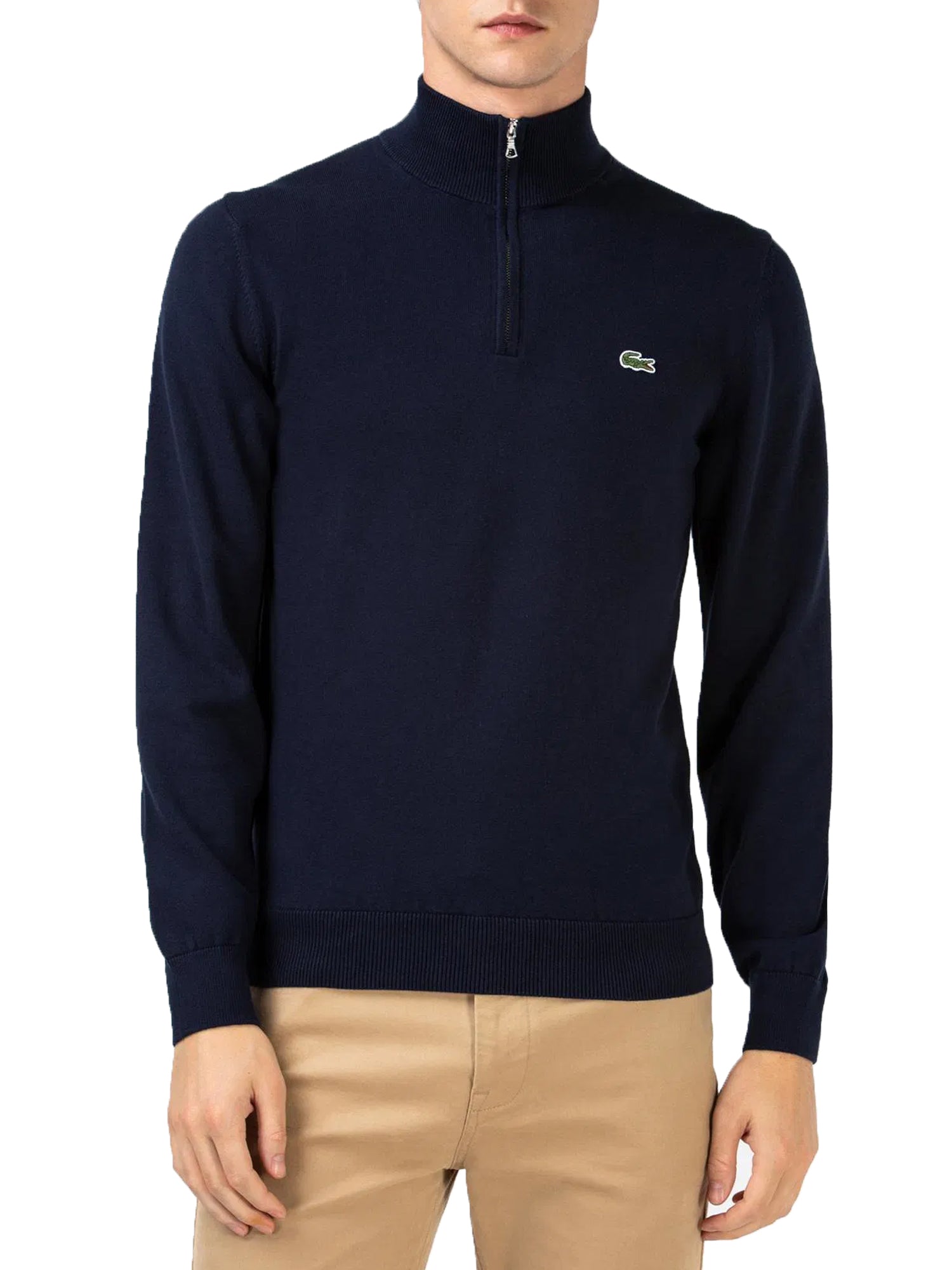 LACOSTE MAGLIONCINO CON MEZZA ZIP BLU