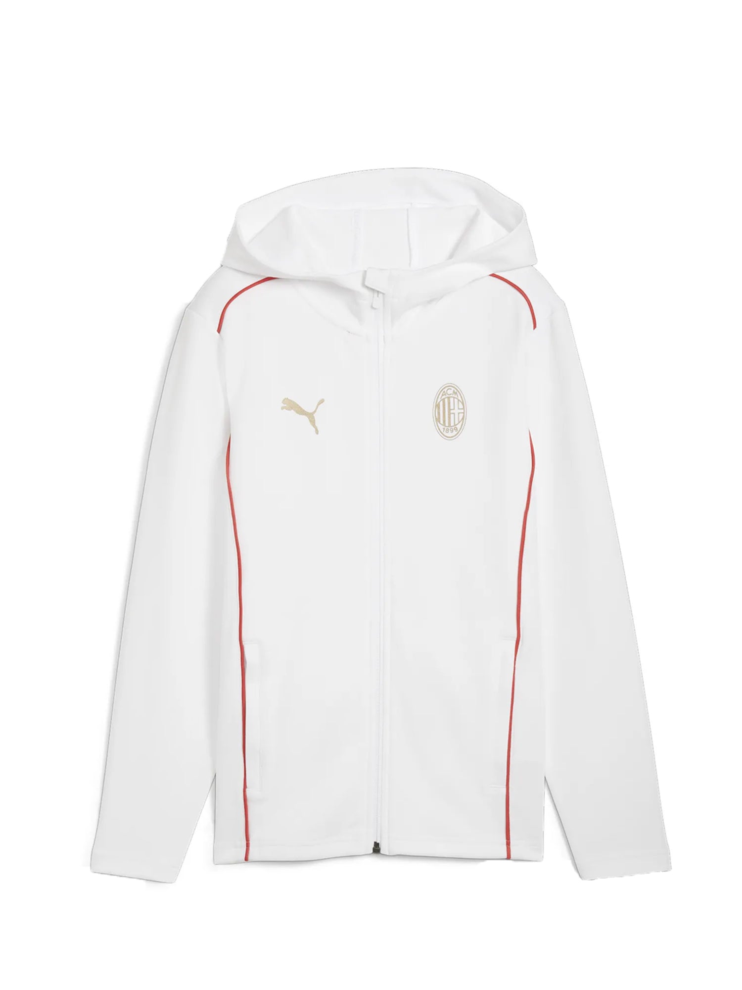 PUMA FELPA CON CAPPUCCIO E ZIP INTEGRALE AC MILAN 24/25 JR BIANCO