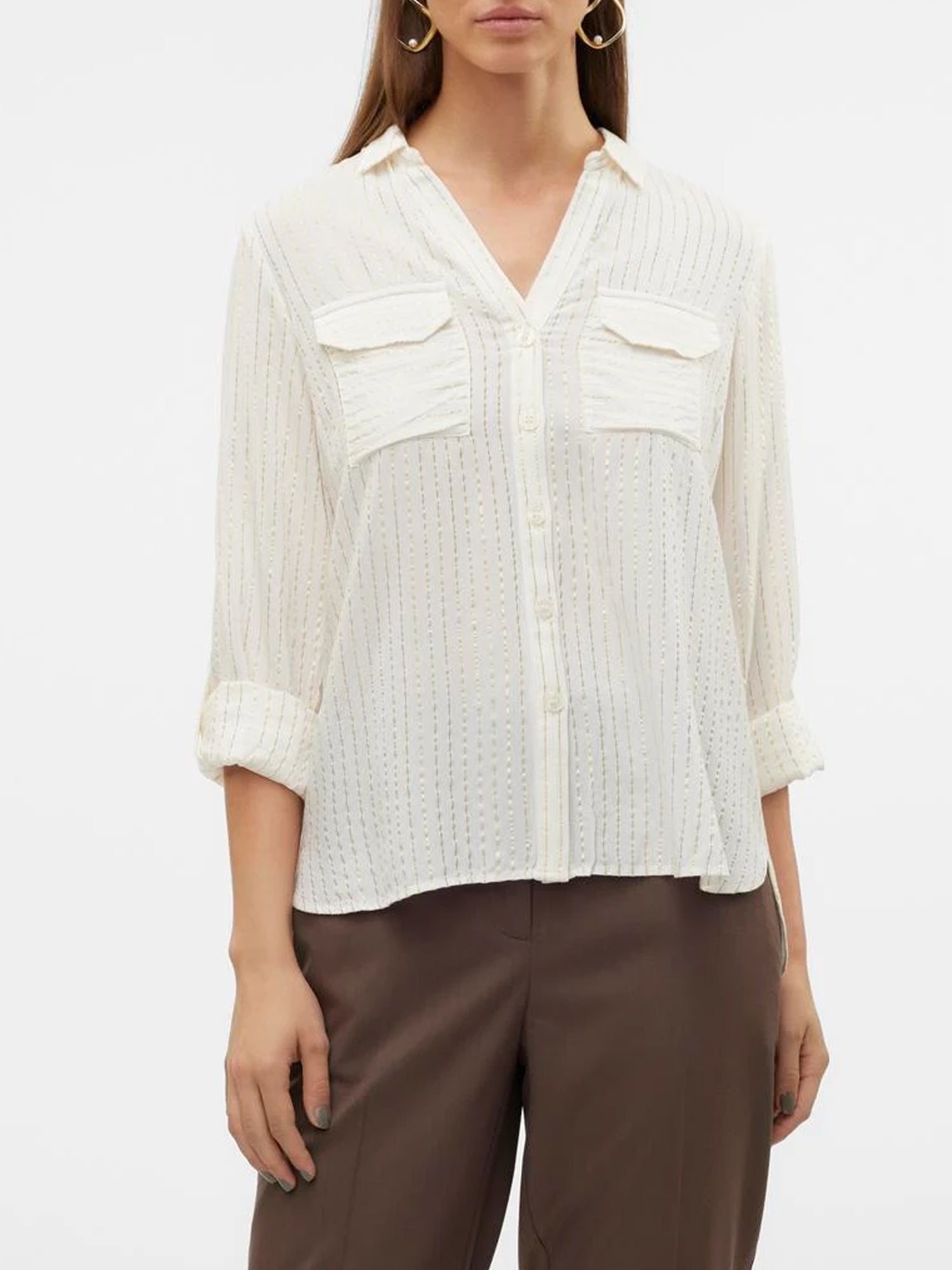 VERO MODA BUMPY CAMICIA LUREX SNOW WHITE