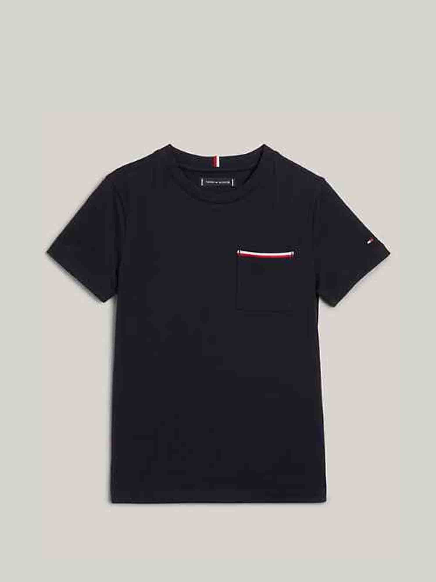 TOMMY HILFIGER T-SHIRT CON TASCHINO DA RAGAZZO BLU SCURO