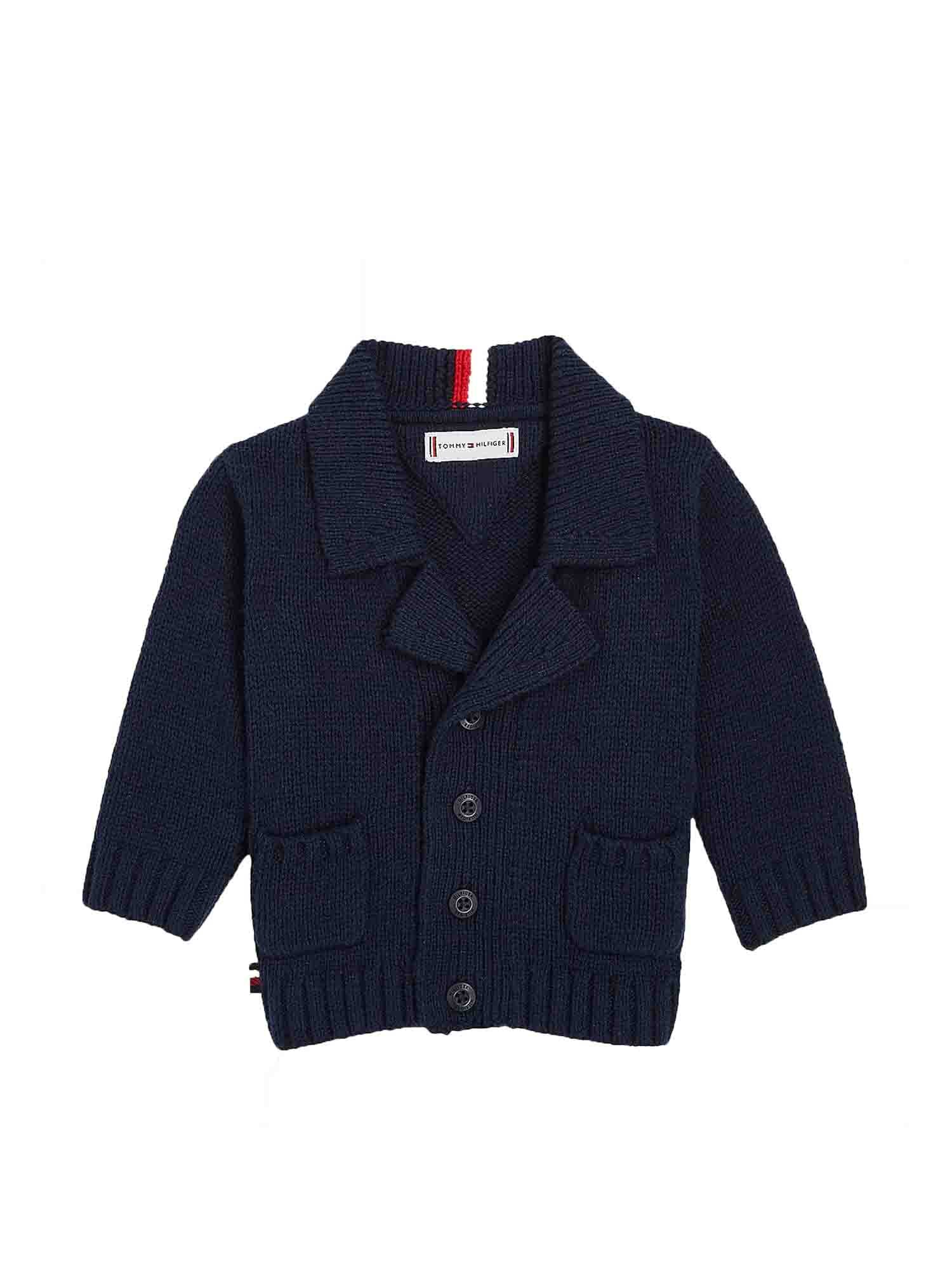 TOMMY HILFIGER CARDIGAN NEONATO BLU SCURO