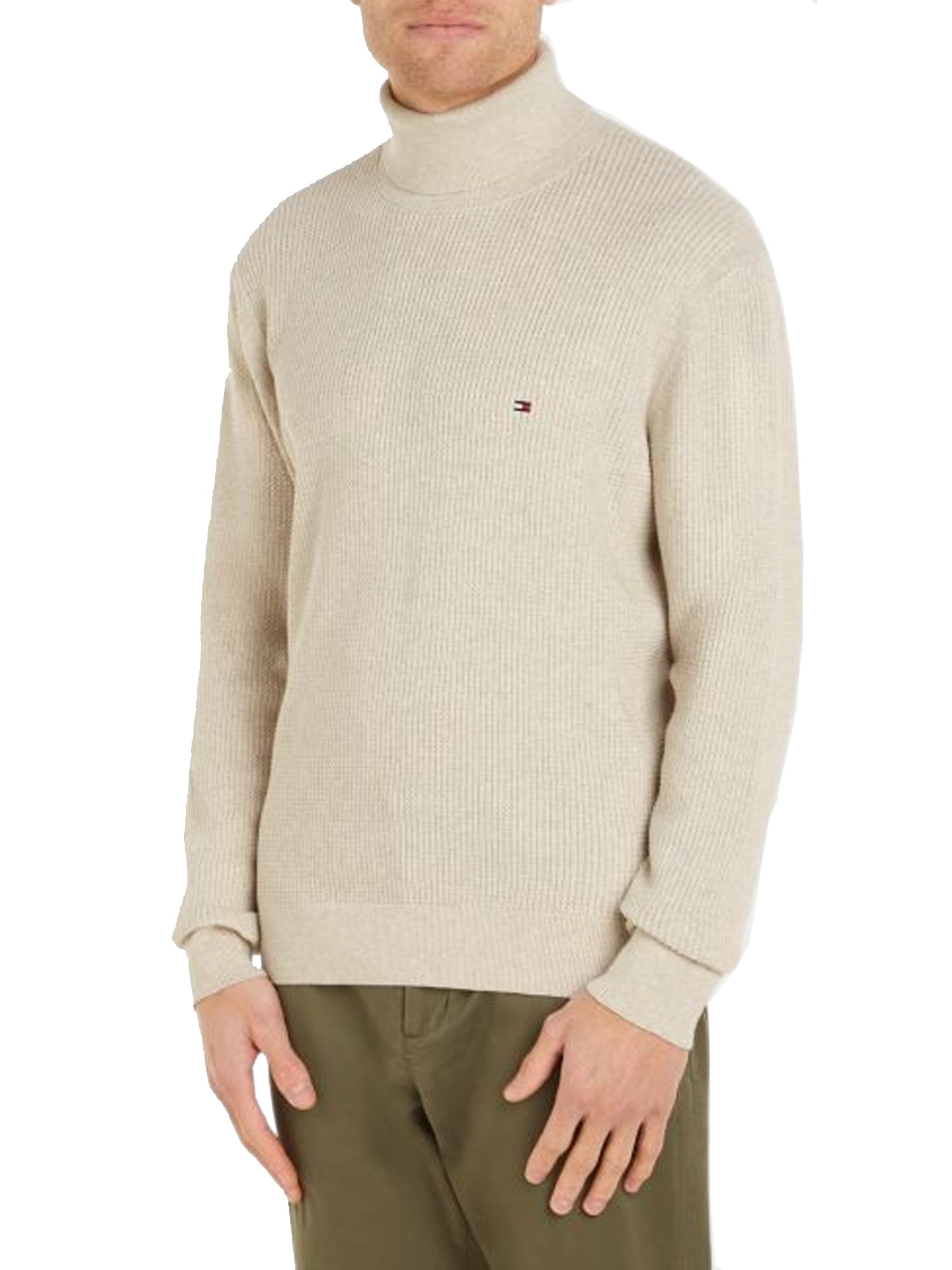 TOMMY HILFIGER PULLOVER A COLLO ALTO BEIGE