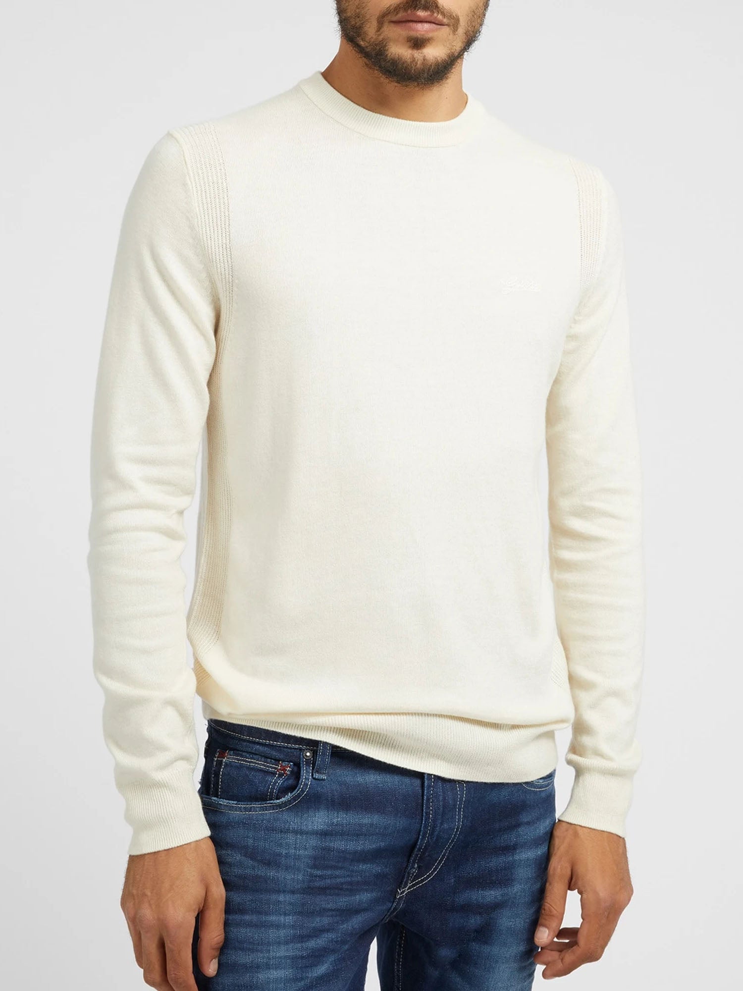 GUESS JEANS PULLOVER GIROCOLLO ES PATTON BIANCO