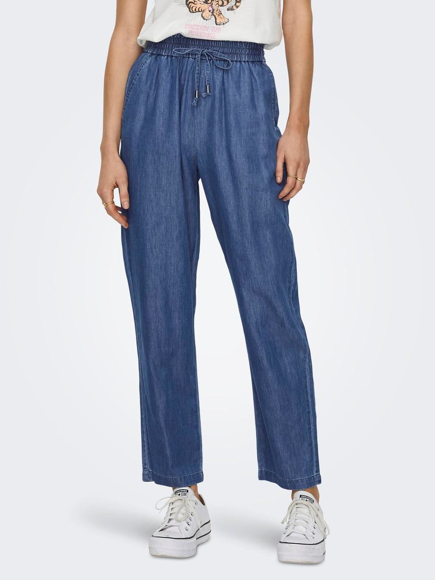 ONLY PANTALONI BEA ELASTICI IN DENIM BLU