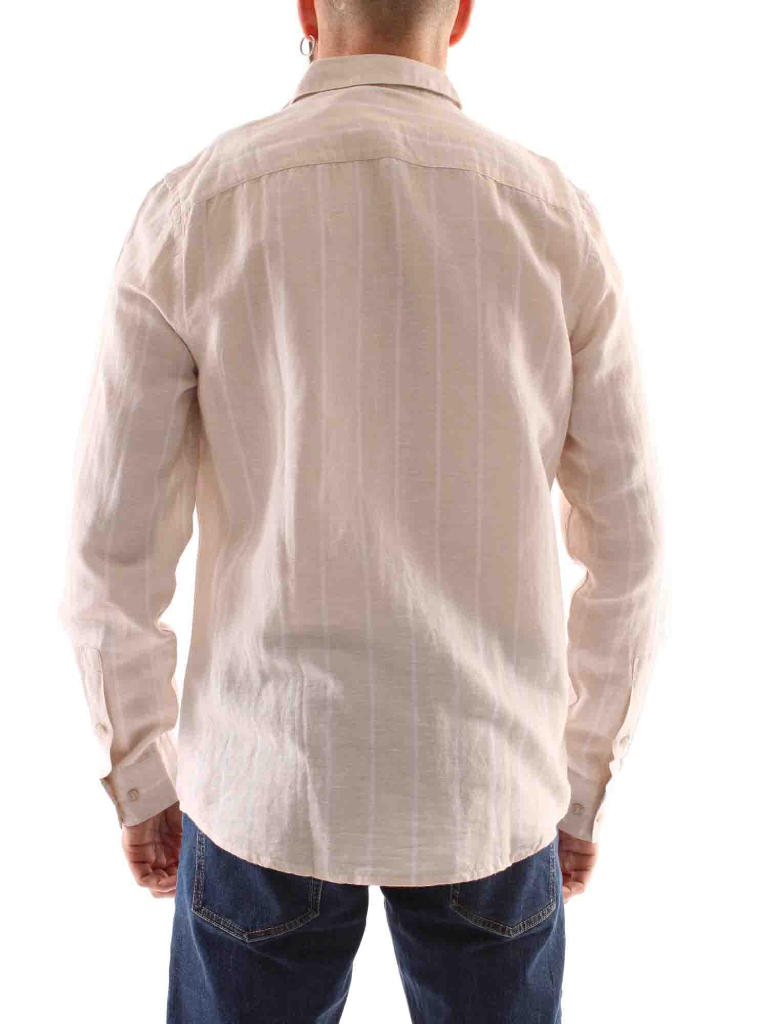 CALVIN KLEIN CAMICIA CASUAL A RIGHE BEIGE