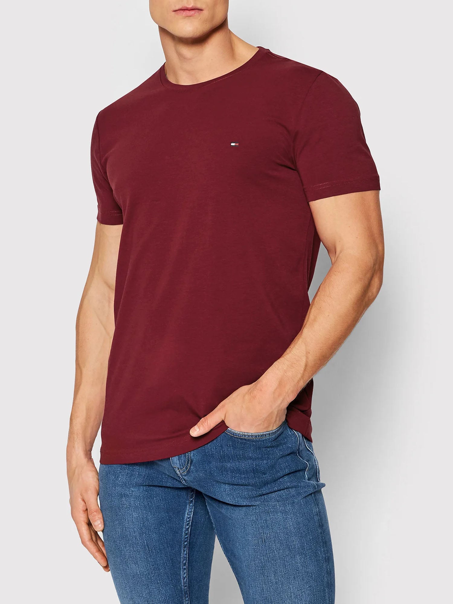 TOMMY HILFIGER T-SHIRT EXTRA SLIM FIT BORDEAUX