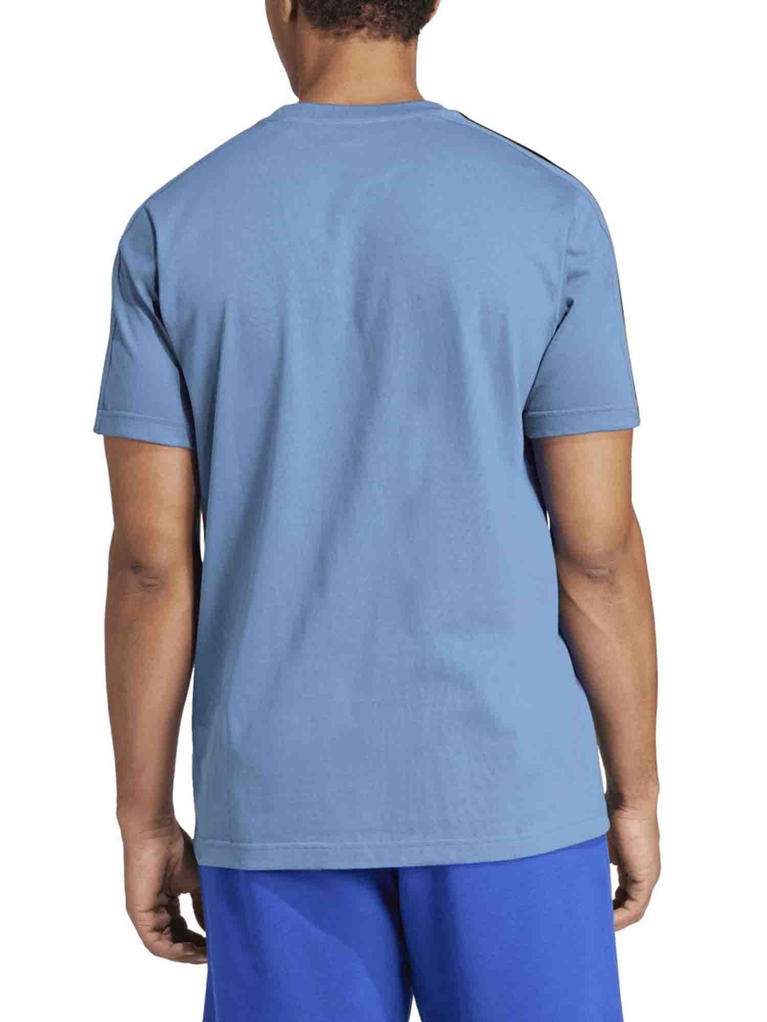 ADIDAS ESSENTIALS 3 STRISCE T-SHIRT UOMO AZZURRO