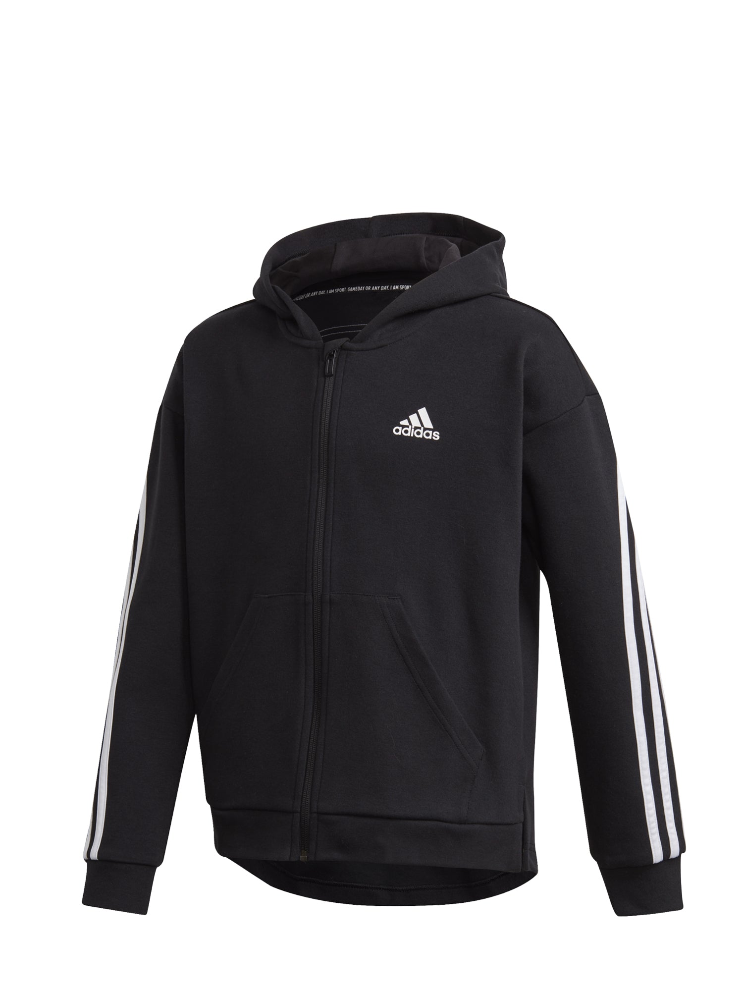 ADIDAS FELPA 3-STRIPES FULL-ZIP BIANCO - NERO