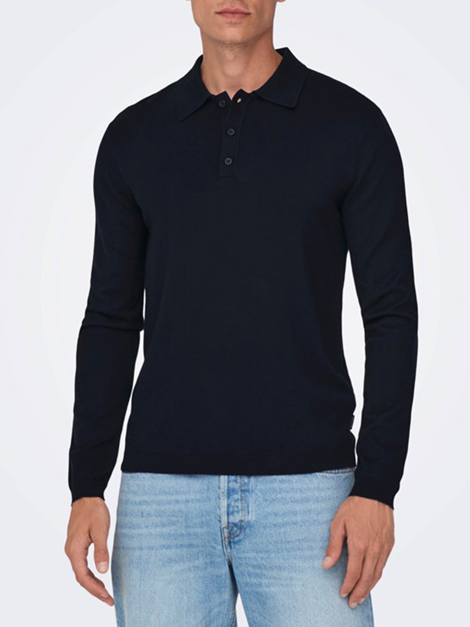 ONLY&SONS  WYLER POLO A MANICHE LUNGHE BLU SCURO