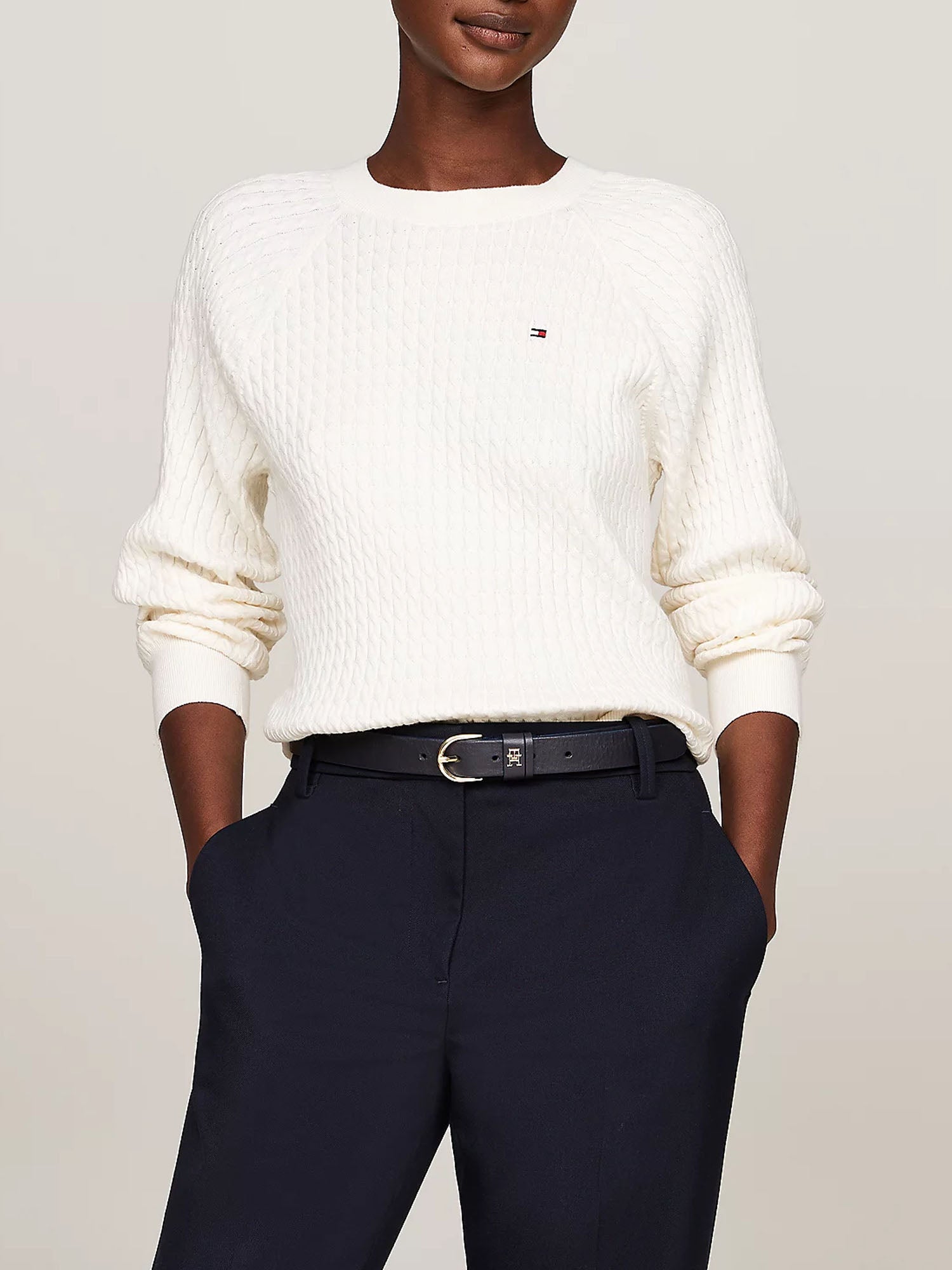 TOMMY HILFIGER PULLOVER RELAXED FIT BIANCO