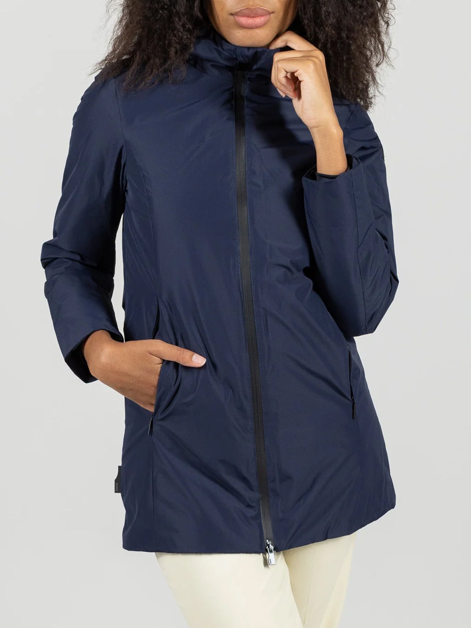 SUNS PARKA MEDIO-LUNGO AURELIA LONG VELOUR BLU SCURO