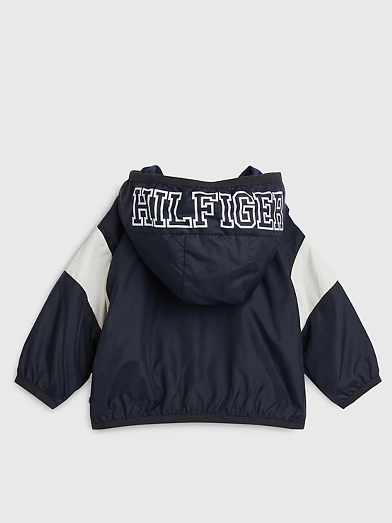 TOMMY HILFIGER KIDS GIACCA COLOR BLOCK CON CAPPUCCIO BLU SCURO