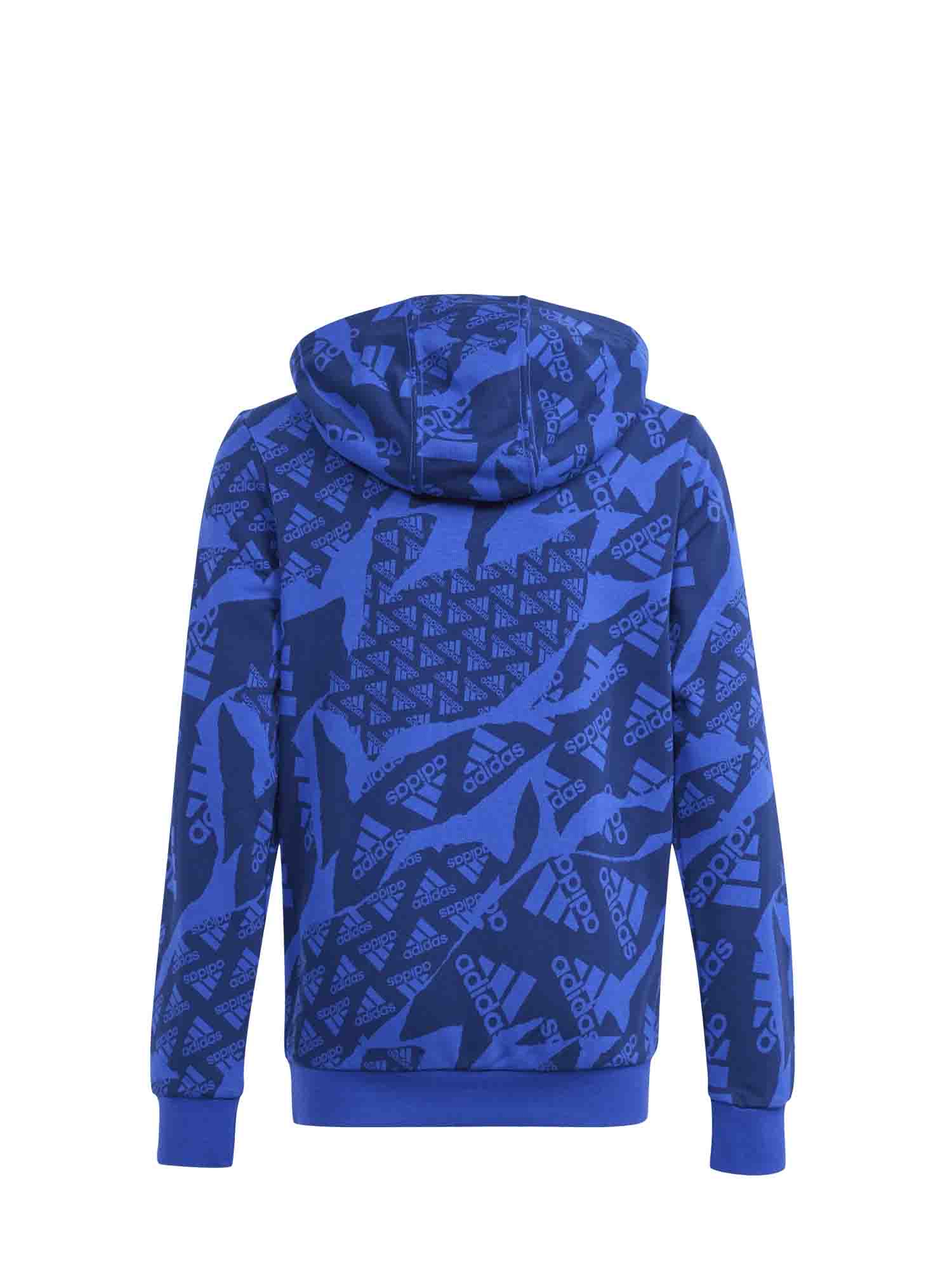 ADIDAS FELPA JUNIOR CON CAPPUCCIO ALLOVER PRINT BLU