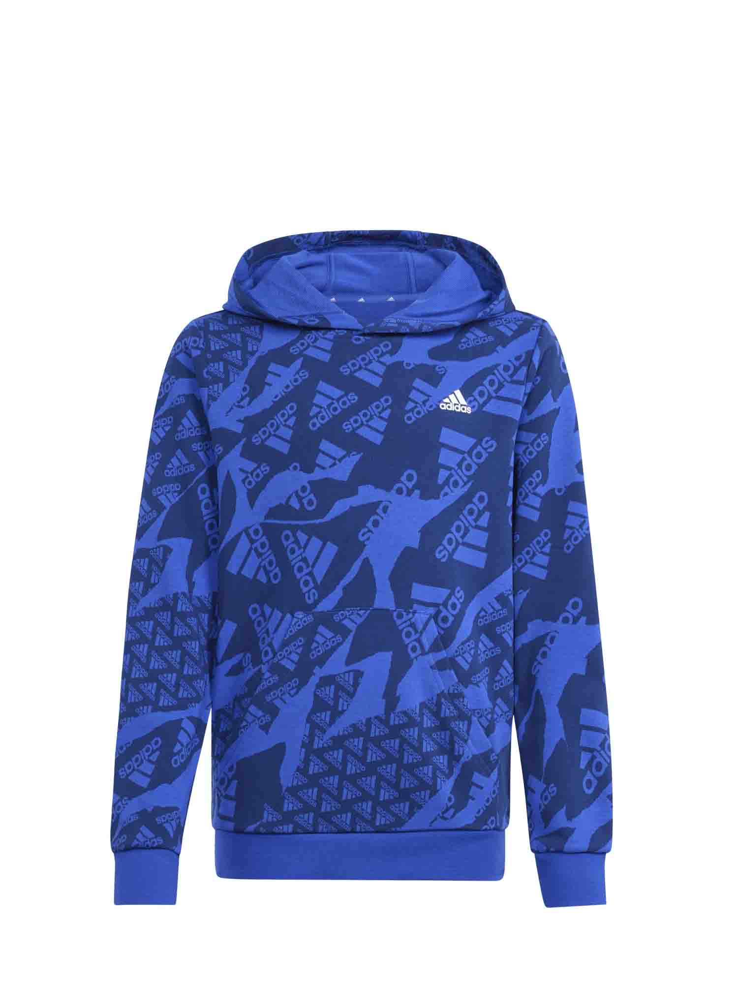 ADIDAS FELPA JUNIOR CON CAPPUCCIO ALLOVER PRINT BLU