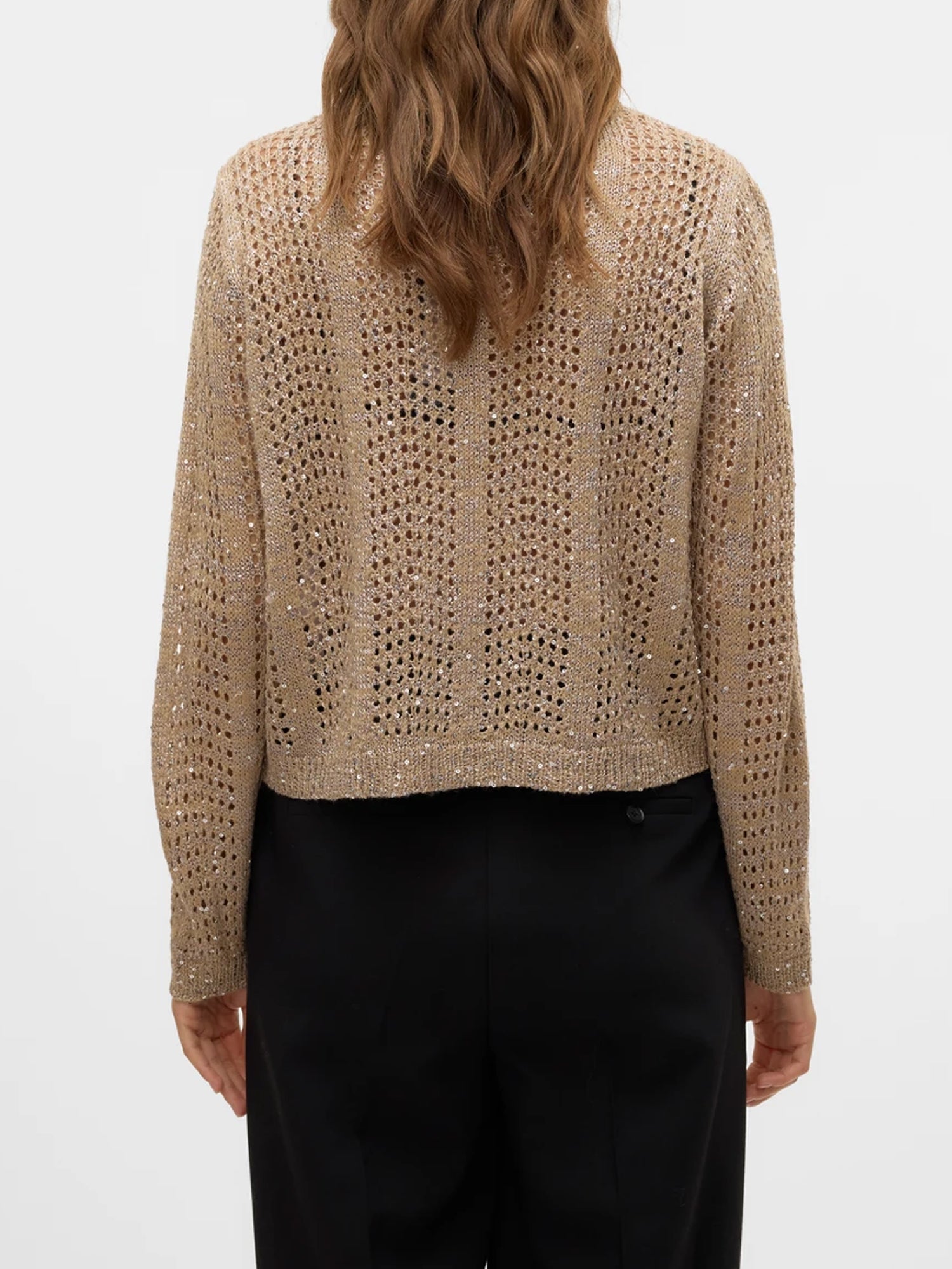 VERO MODA LEILANI CARDIGAN IN MAGLIA SILVER BEIGE