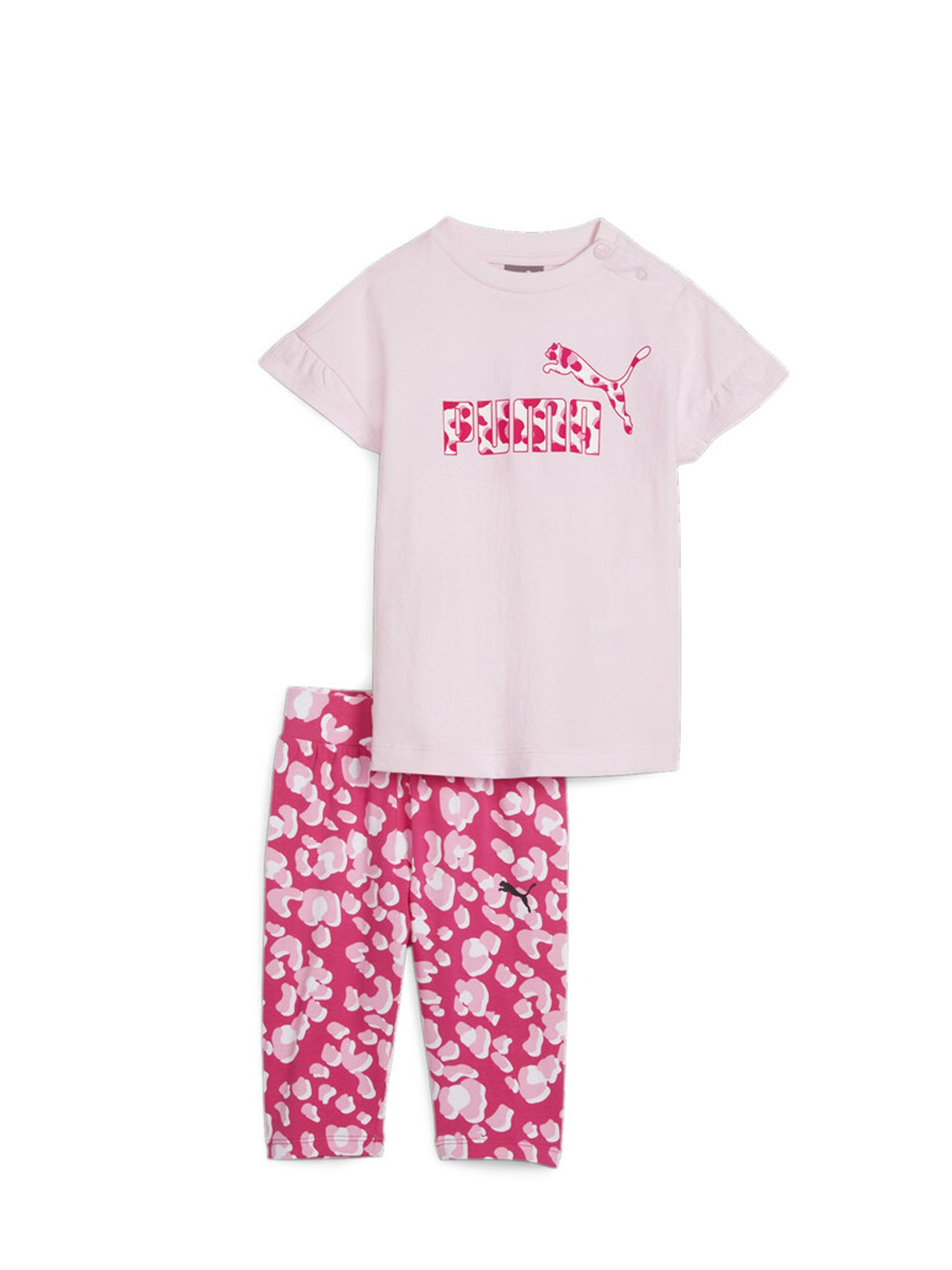 PUMA ANIMAL CAT SET LEGGINGS T-SHIRT BAMBINA ROSA