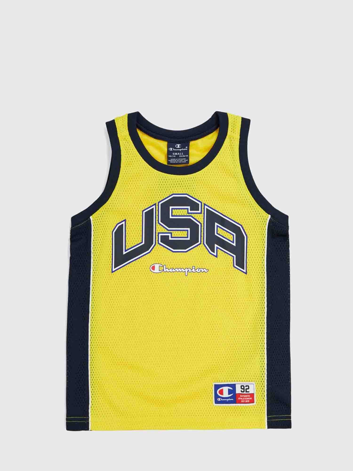 CHAMPION CANOTTA MESH CON LOGO USA DA BAMBINO GIALLO