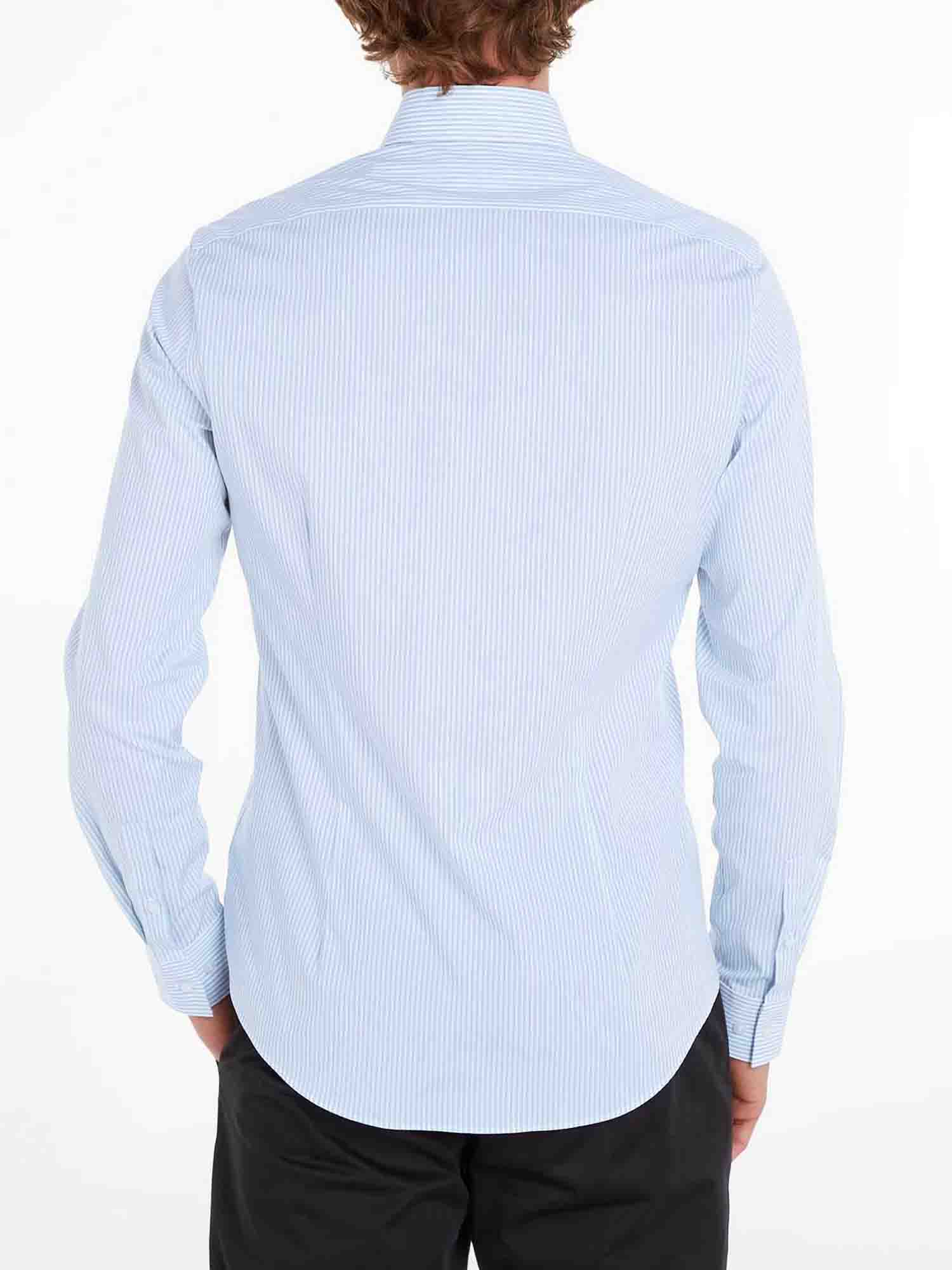 CALVIN KLEIN CAMICIA SLIM FANTASIA A RIGHE AZZURRO