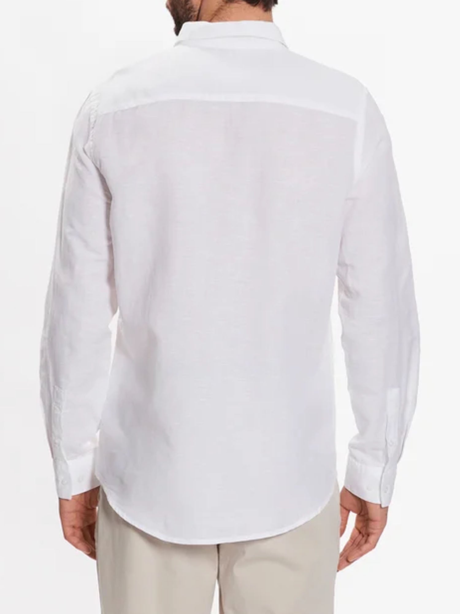 CALVIN KLEIN CAMICIA LINEN COTTON REGULAR BIANCO