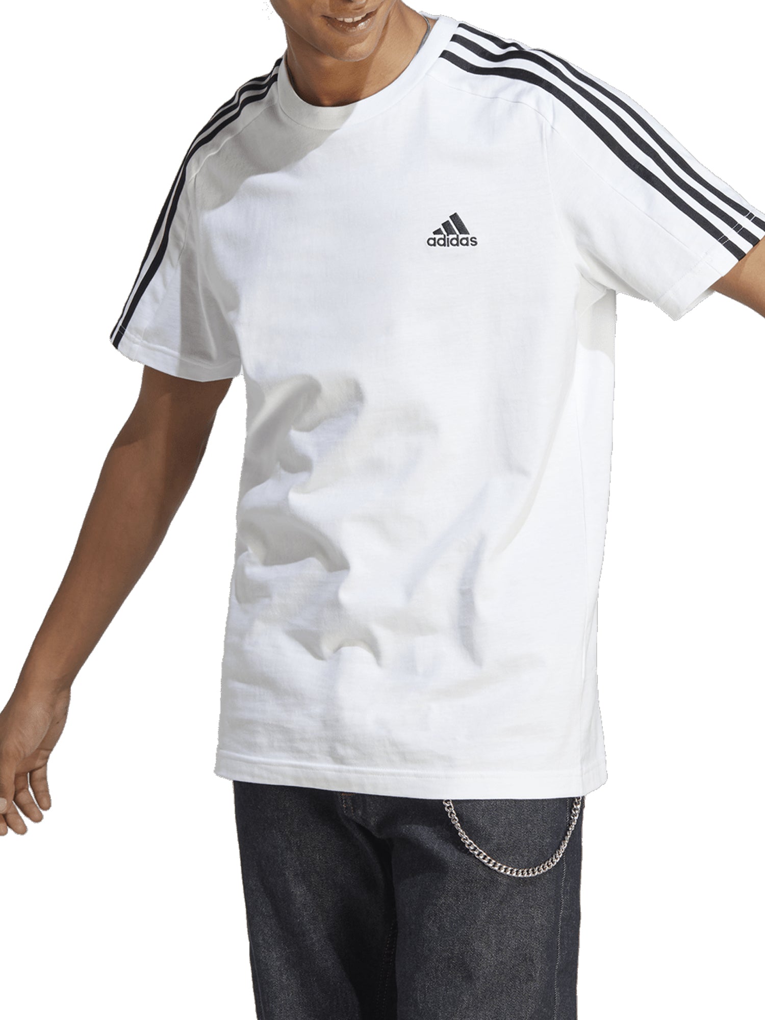 ADIDAS T-SHIRT ESSENTIALS SINGLE JERSEY 3-STRIPES BIANCO