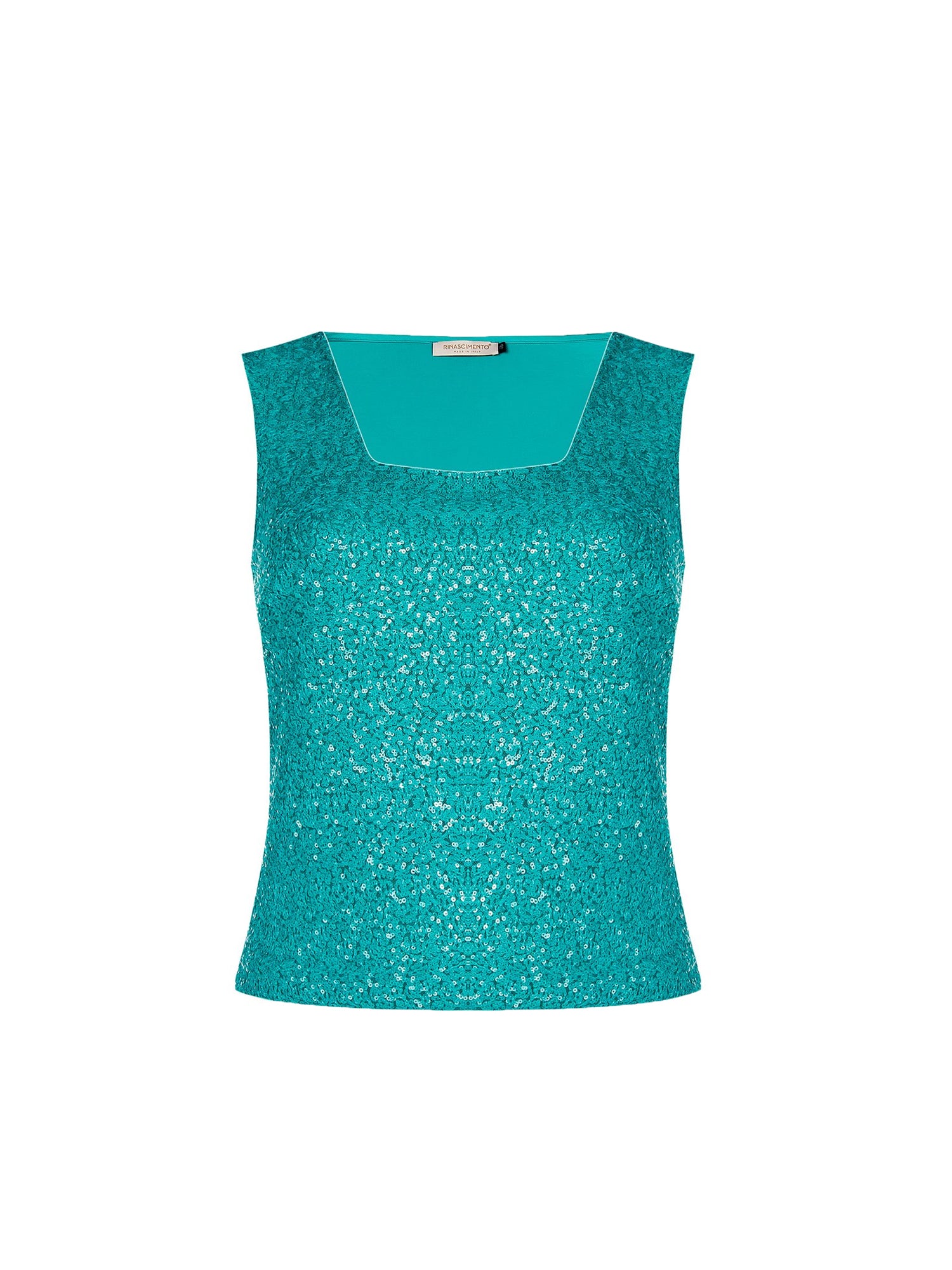 RINASCIMENTO CURVY TOP DI PAILLETTES VERDE PAVONE