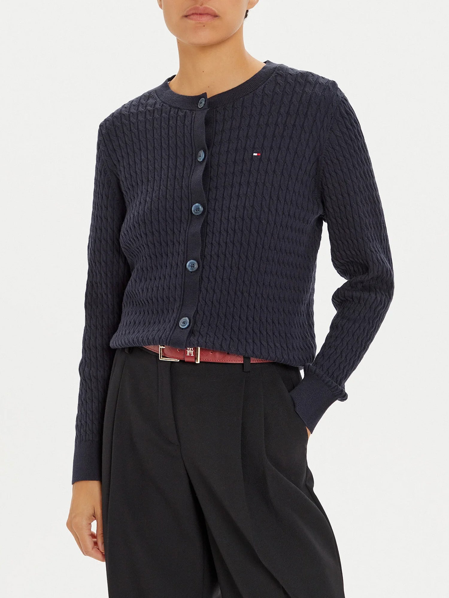 TOMMY HILFIGER CARDIGAN CO CABLE BLU