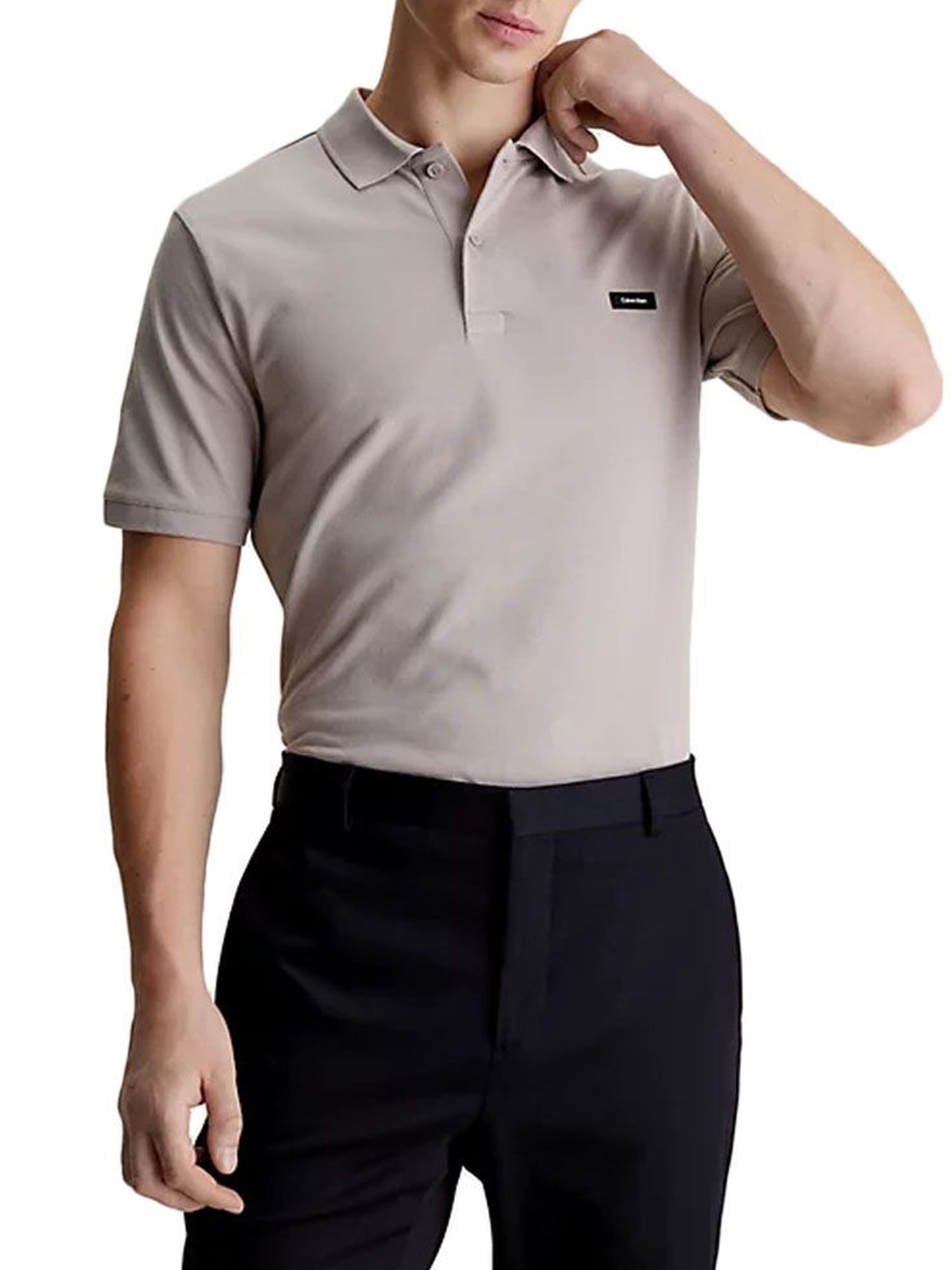 CALVIN KLEIN POLO THERMO TECH PIQUE SLIM GRIGIO