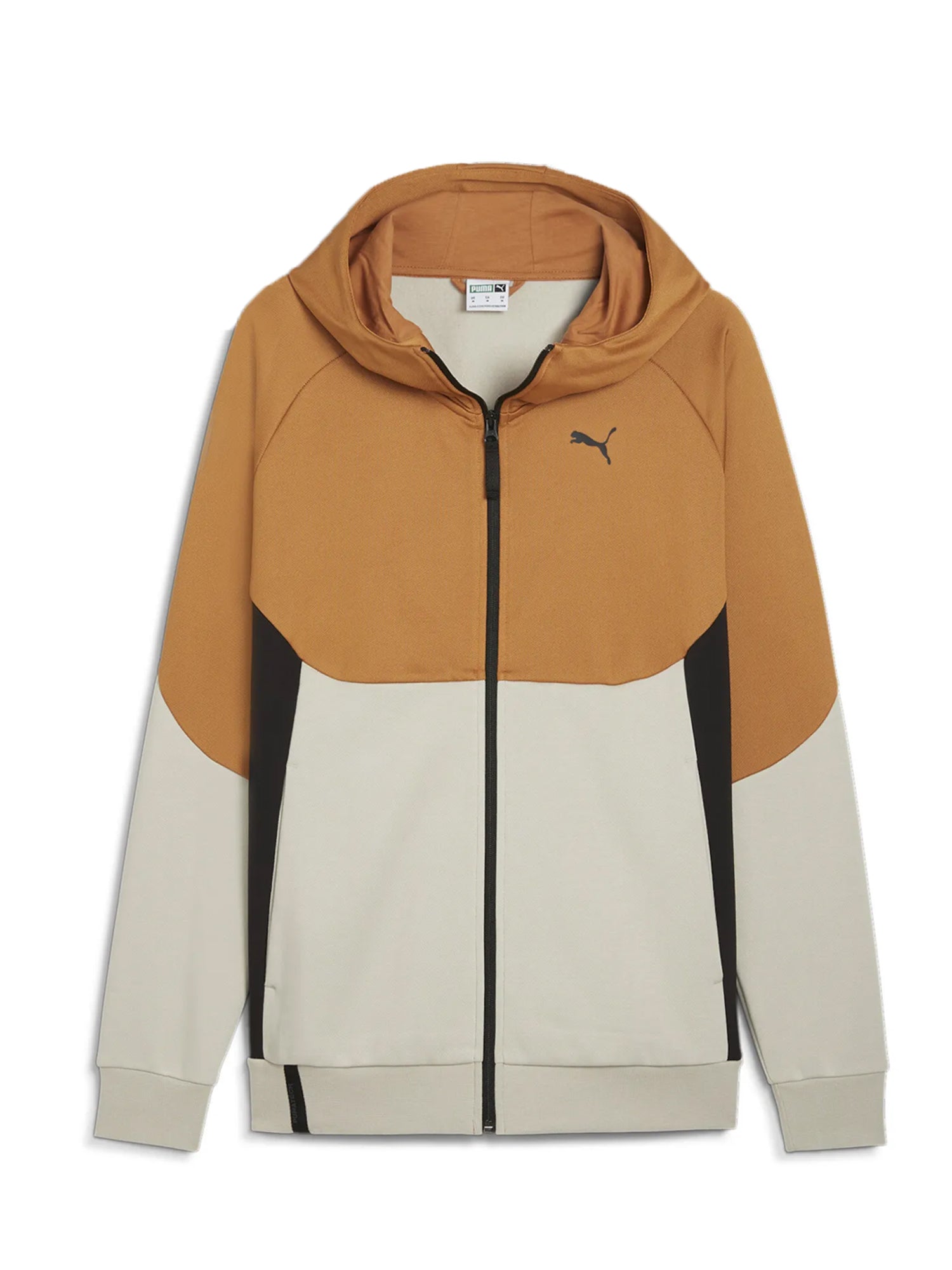 PUMA FELPA CON ZIP INTEGRALE E CAPPUCCIO PUMATECH BEIGE - MARRONE