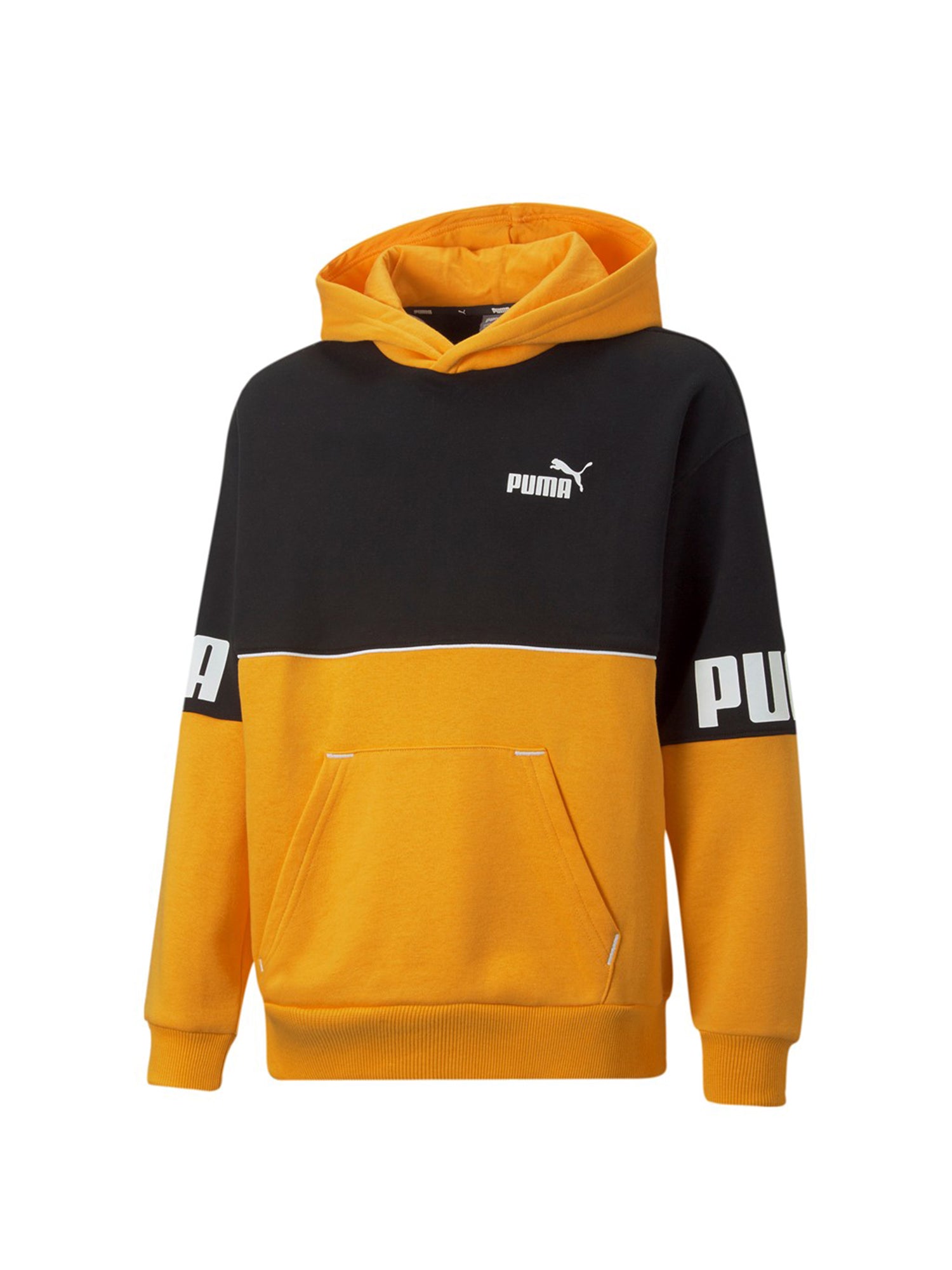 PUMA FELPA CON CAPPUCCIO POWER COLORBLOCK GIALLO - NERO