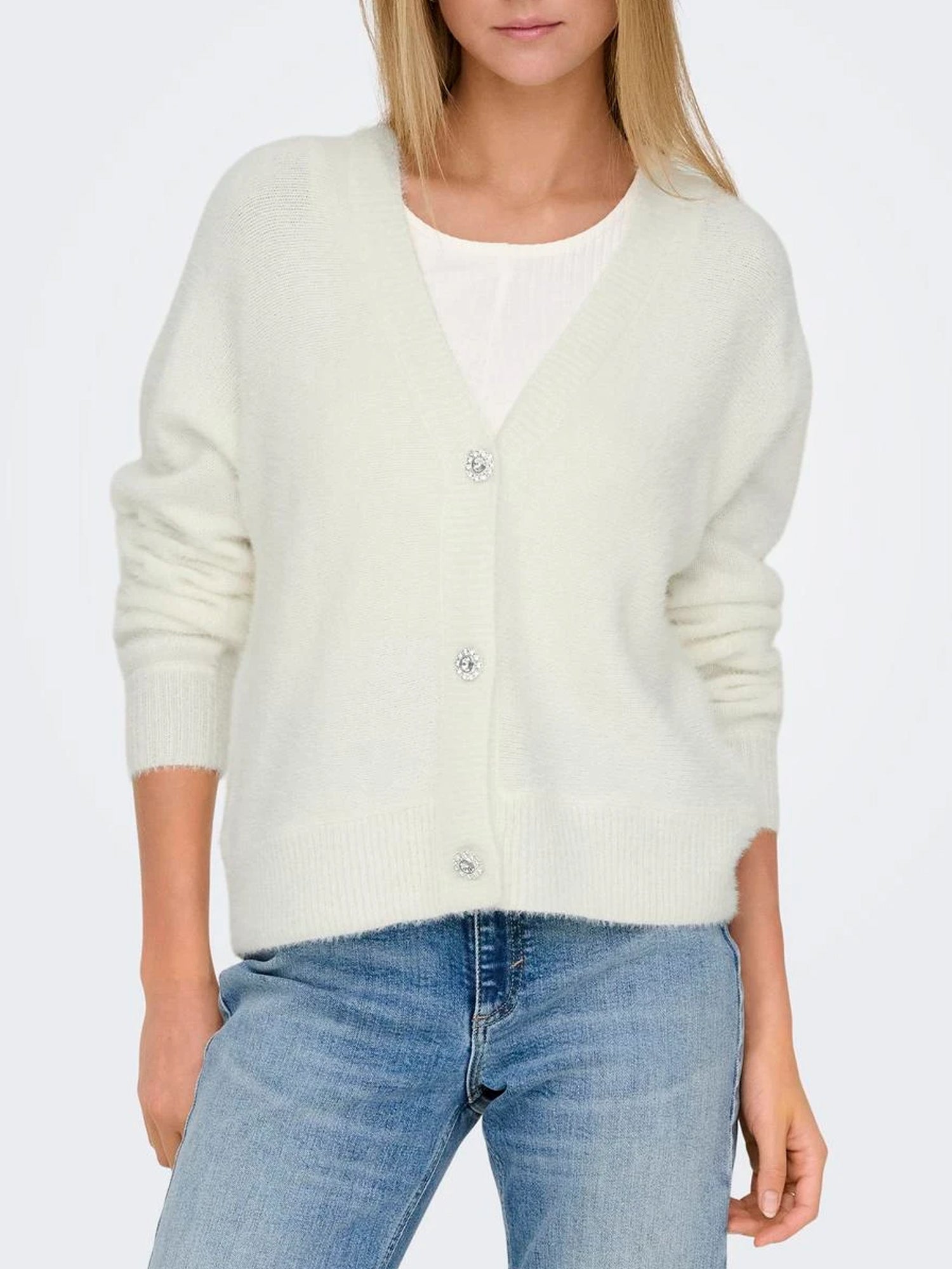 ONLY CARDIGAN ELLA PIUMO BIANCO