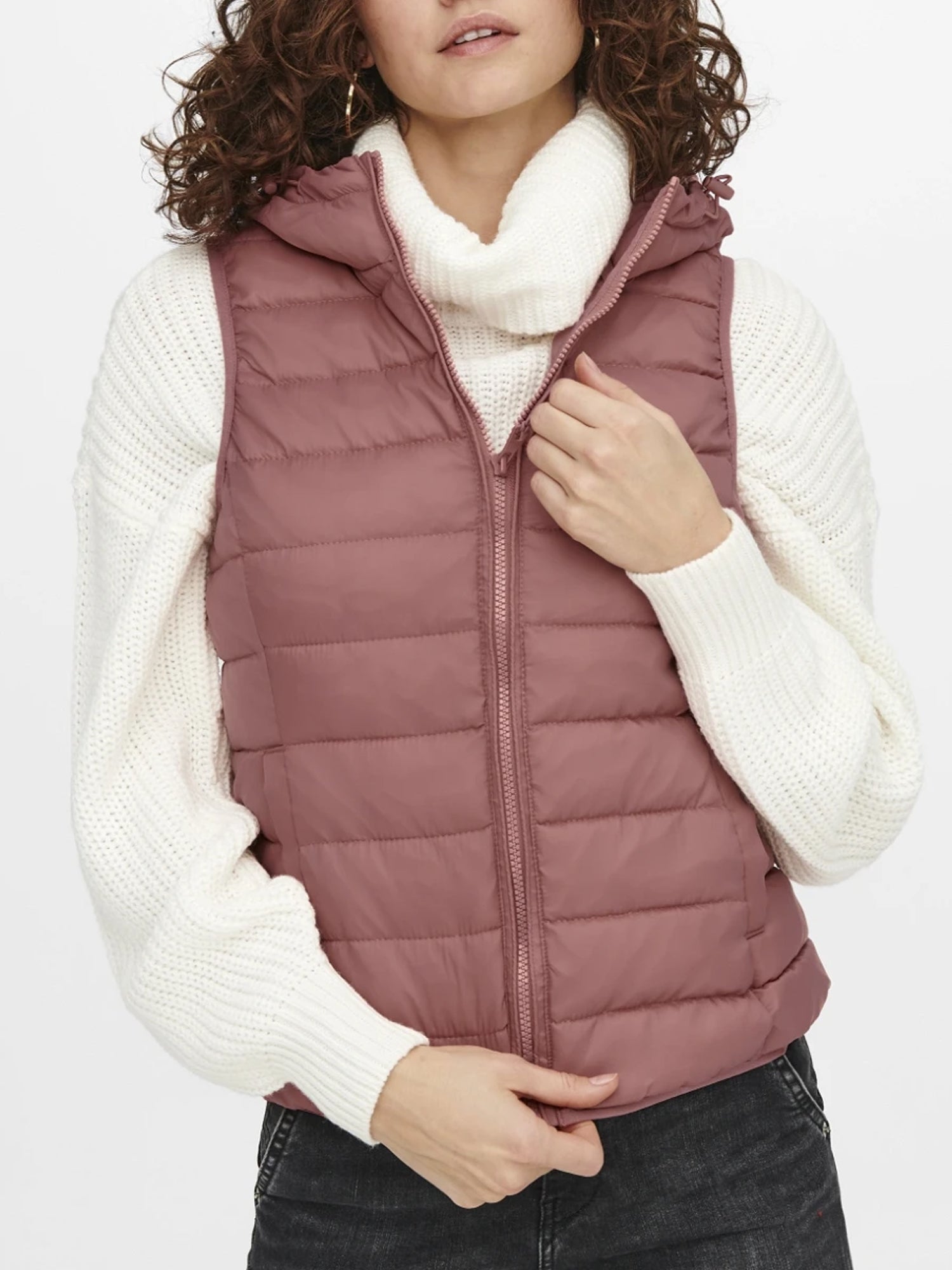 ONLY GILET NEW TAHOE TRAPUNTATO ROSA ANTICO