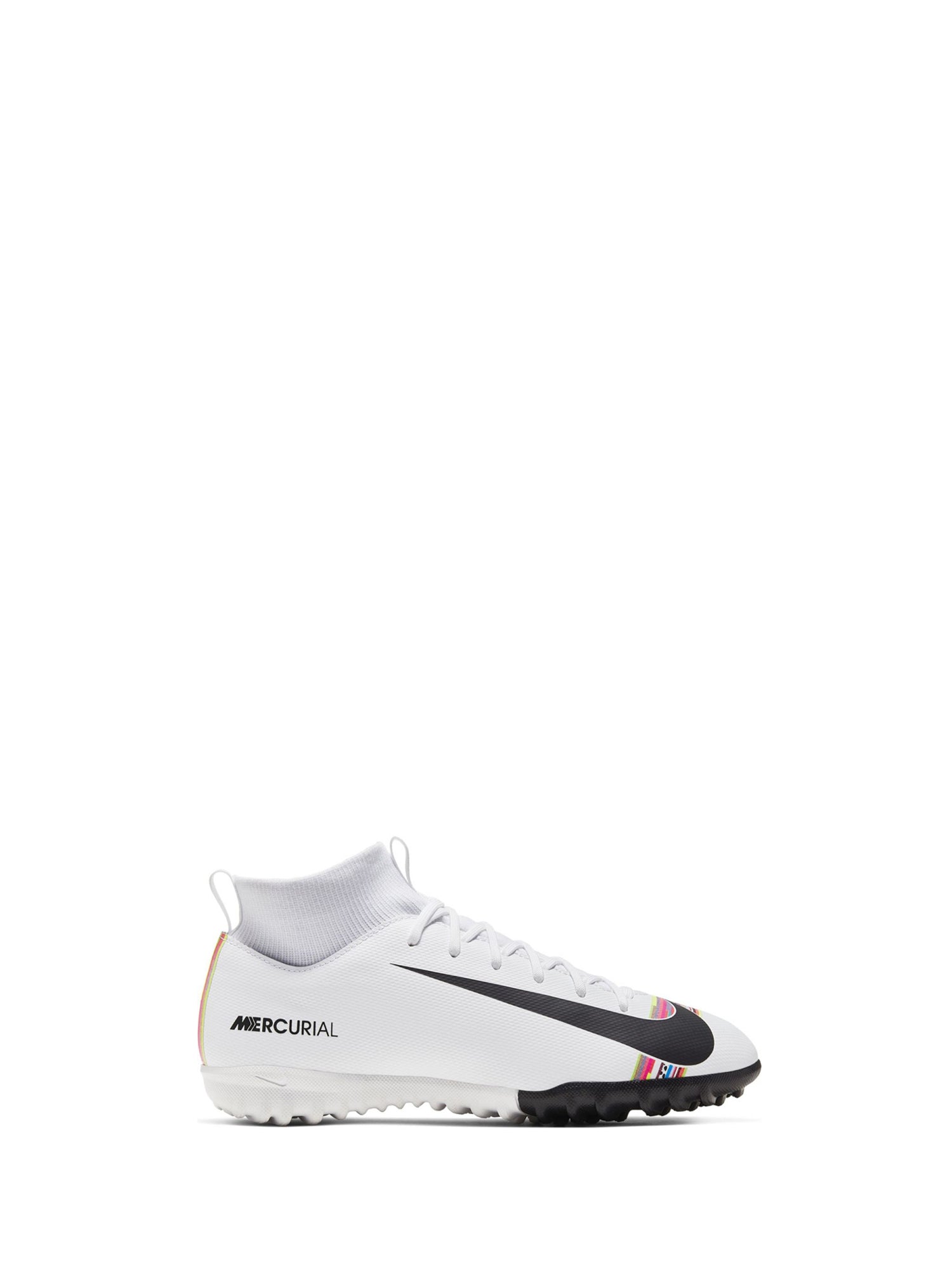 NIKE SCARPE CALCETTO SUPERFLY 6 CLUB TF JR BIANCO - NERO