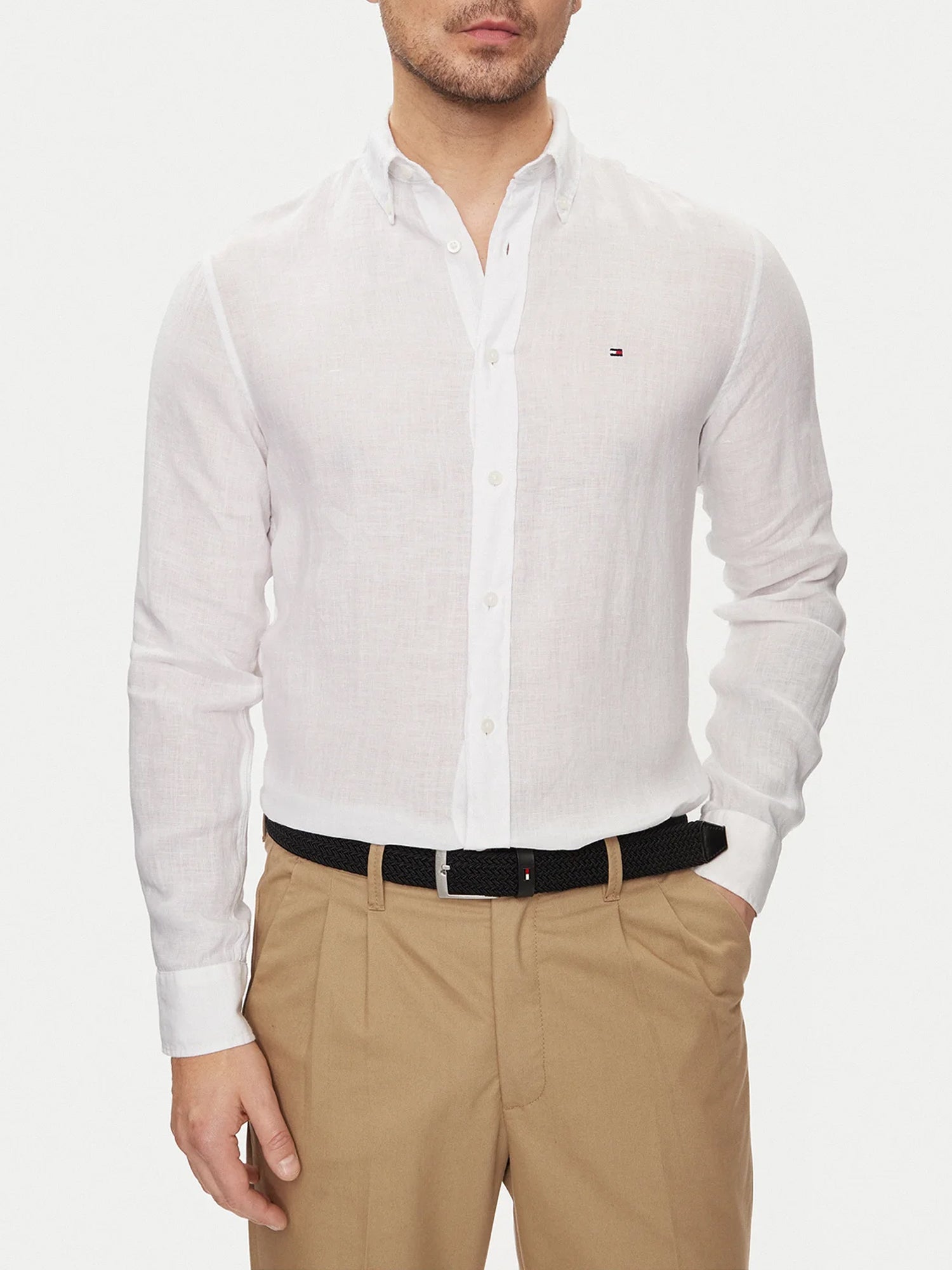 TOMMY HILFIGER CAMICIA IN LINO BIANCO