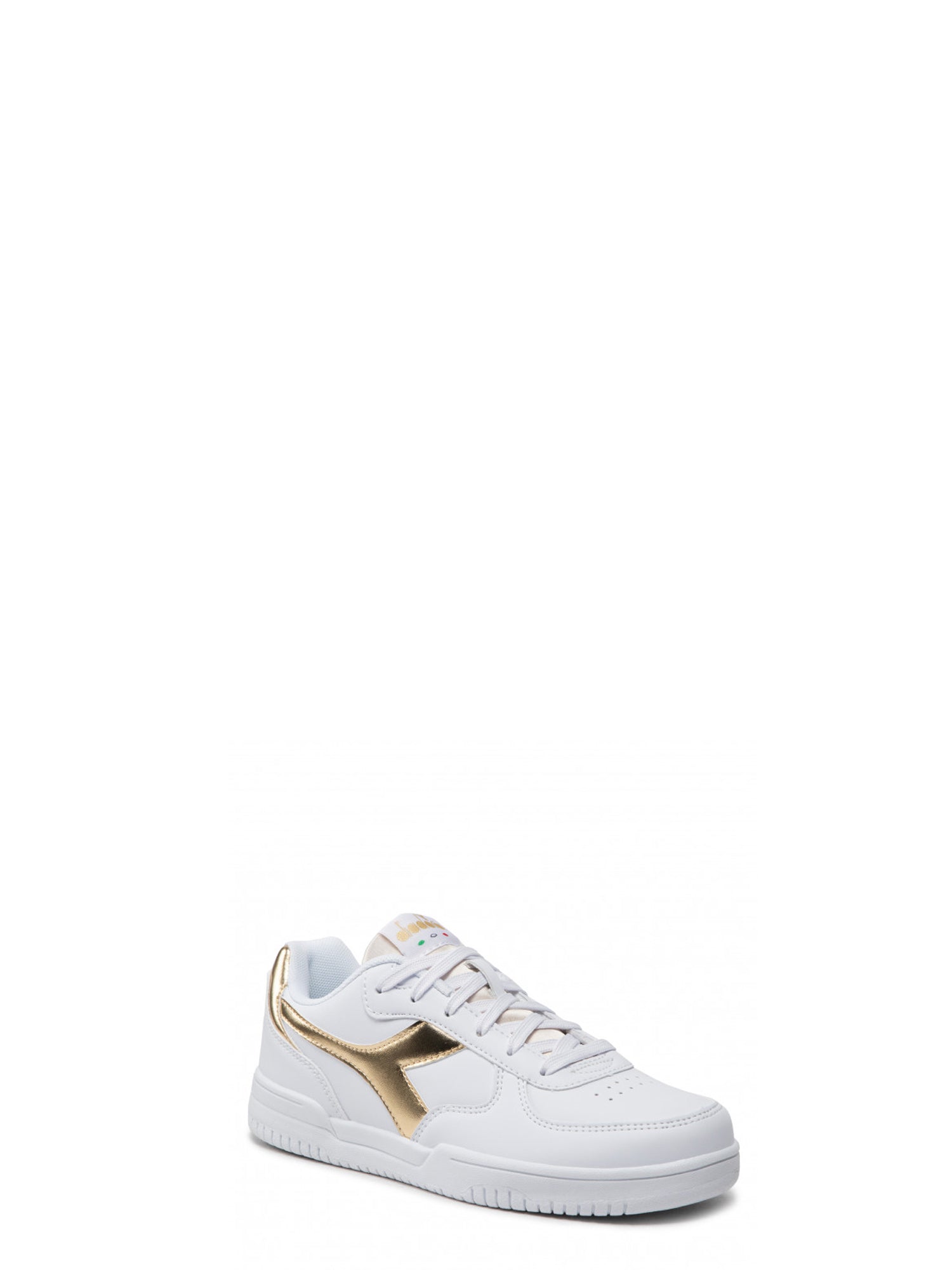 DIADORA SNEAKERS RAPTOR LOW METALIC SATIN BIANCO-ORO