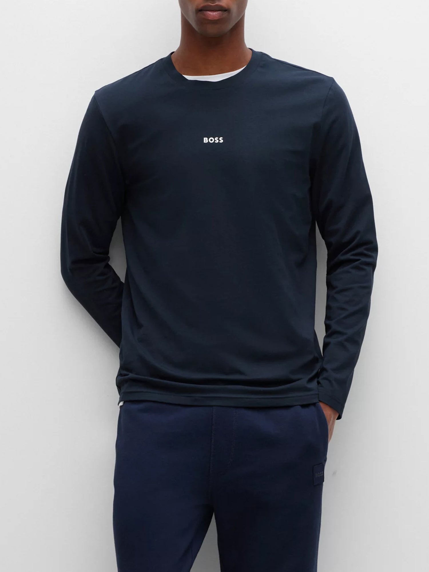 HUGO BOSS T-SHIRT IN JERSEY ELASTICIZZATO BLU