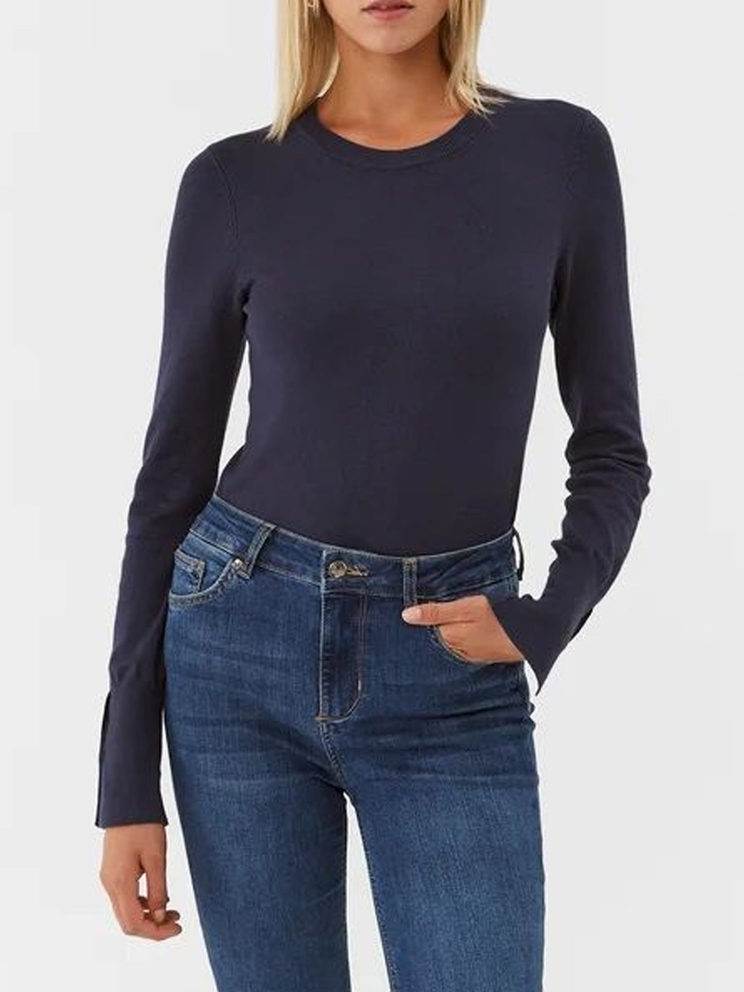 GUESS JEANS  ELINOR MAGLIA GIROCOLLO BLU