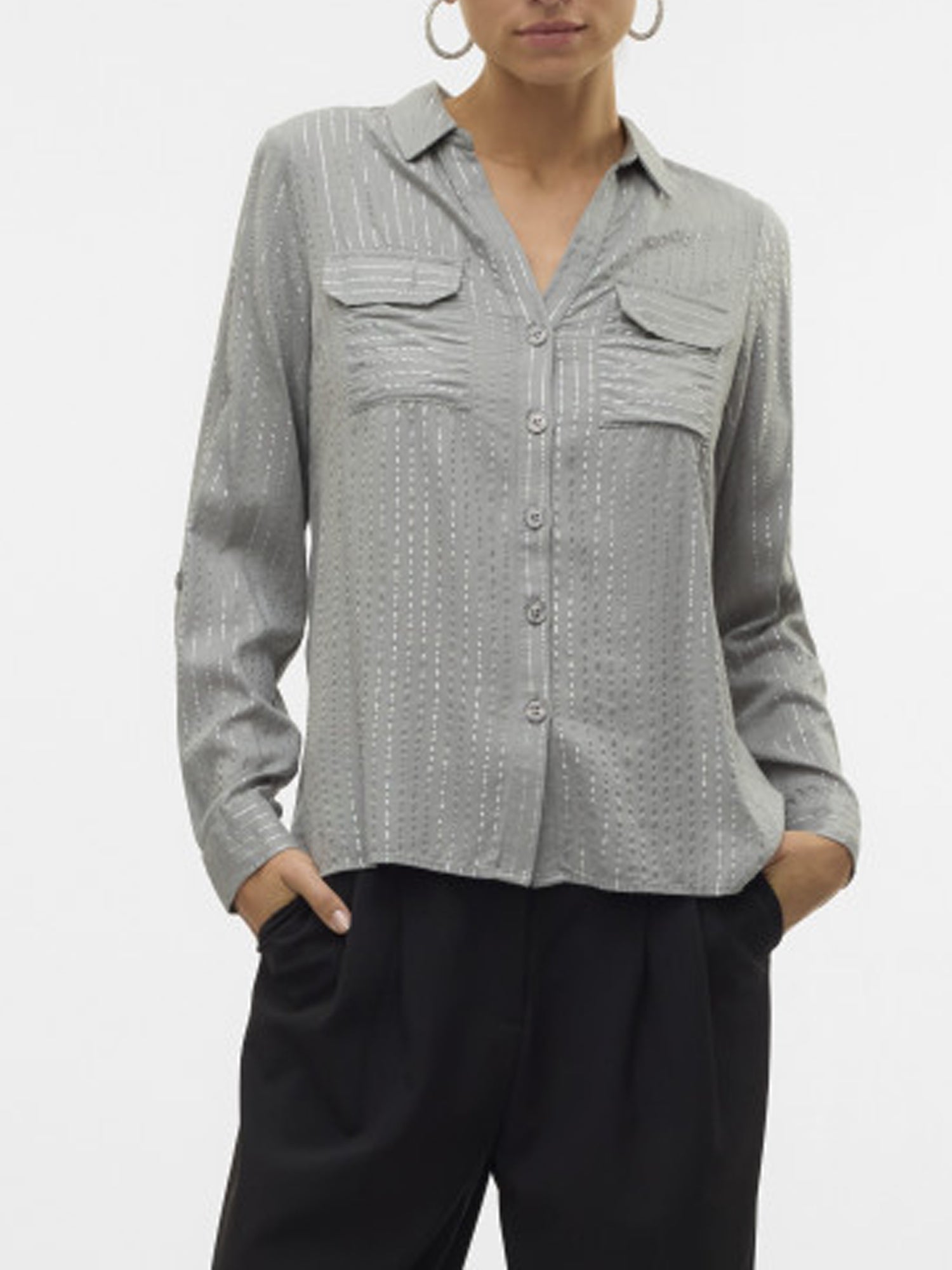 VERO MODA BUMPY CAMICIA LUREX GRIGIO