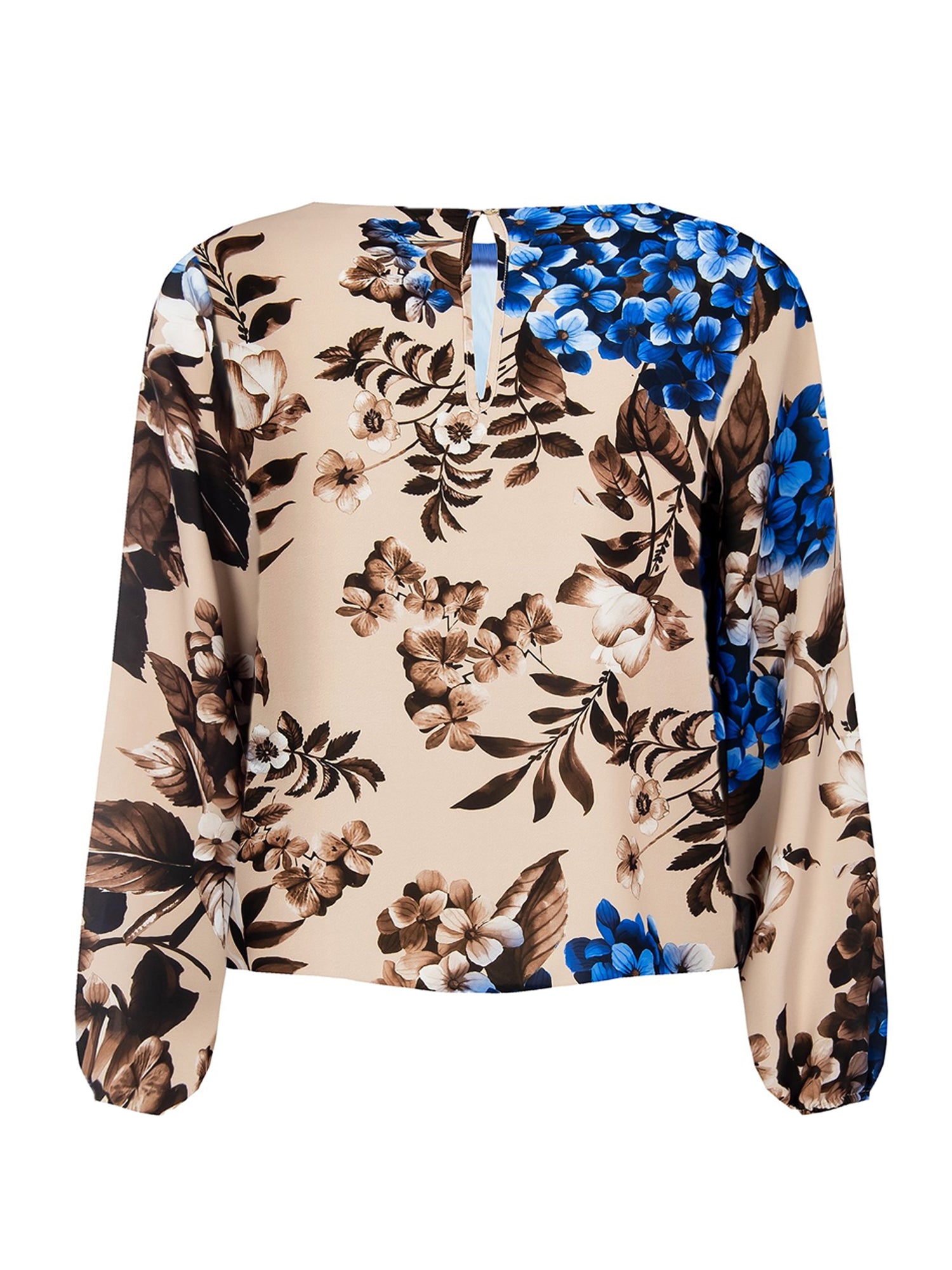 RINASCIMENTO BLUSA IN FANTASIA FLOREALE BEIGE - BLU CINA