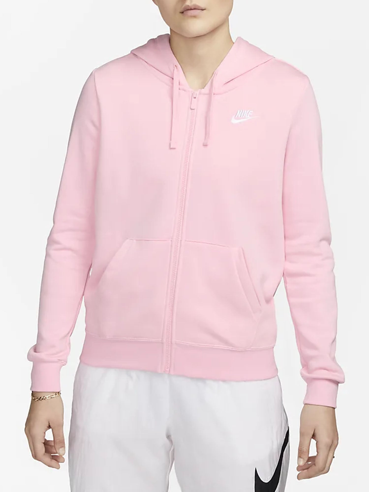 NIKE FELPA CON CAPPUCCIO E ZIP CLUB FLEECE ROSA