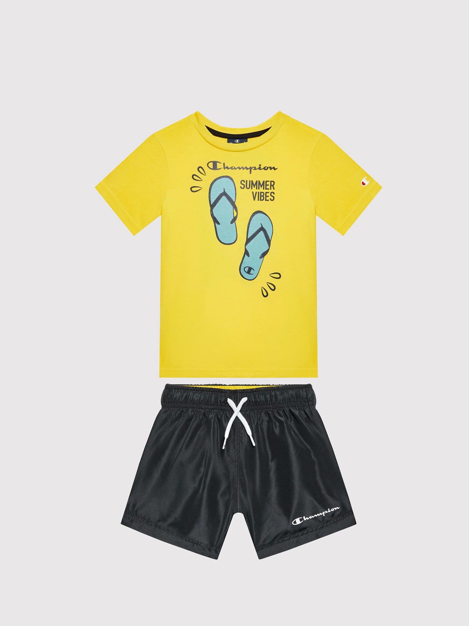 CHAMPION COMPLETO MARE T-SHIRT E COSTUME GIALLO-NERO