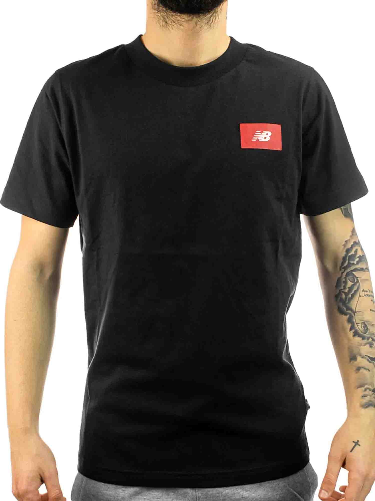 NEW BALANCE T-SHIRT LOGATA NERO