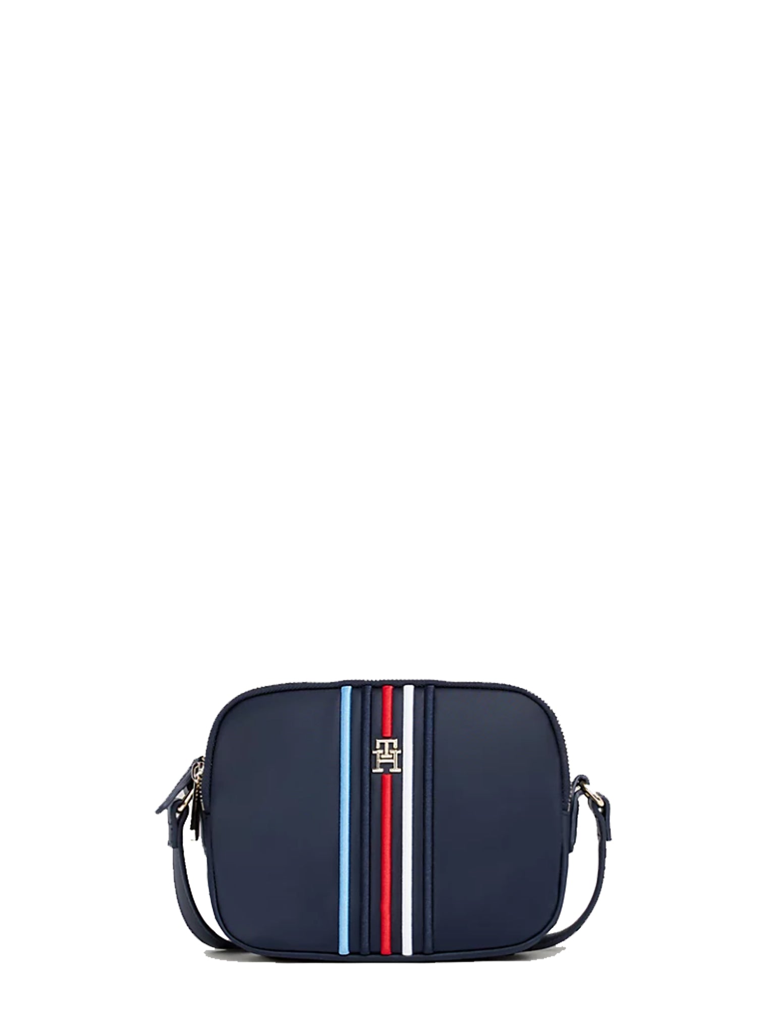 TOMMY HILFIGER ACCESSORIES BORSA A TRACOLLA CON RIGHE BLU